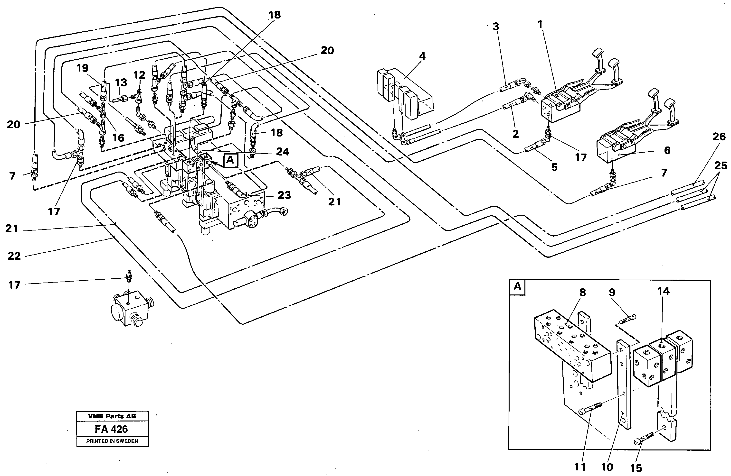 Base machine hydraulics for hammer/shears on adjustable boom.  14261296 — volvo parts diagram