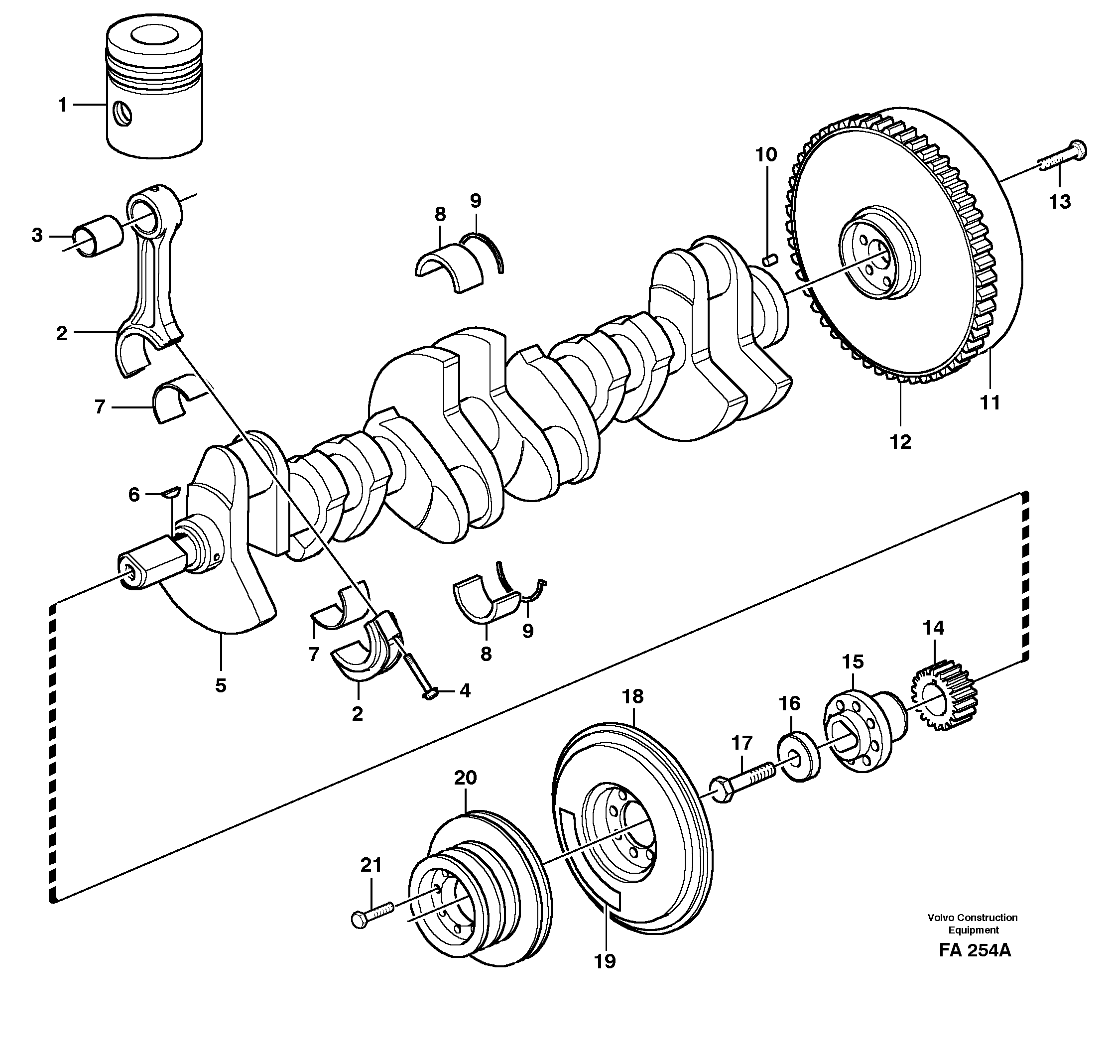 Crankshaft and related parts  TD 61 GE — volvo parts diagram