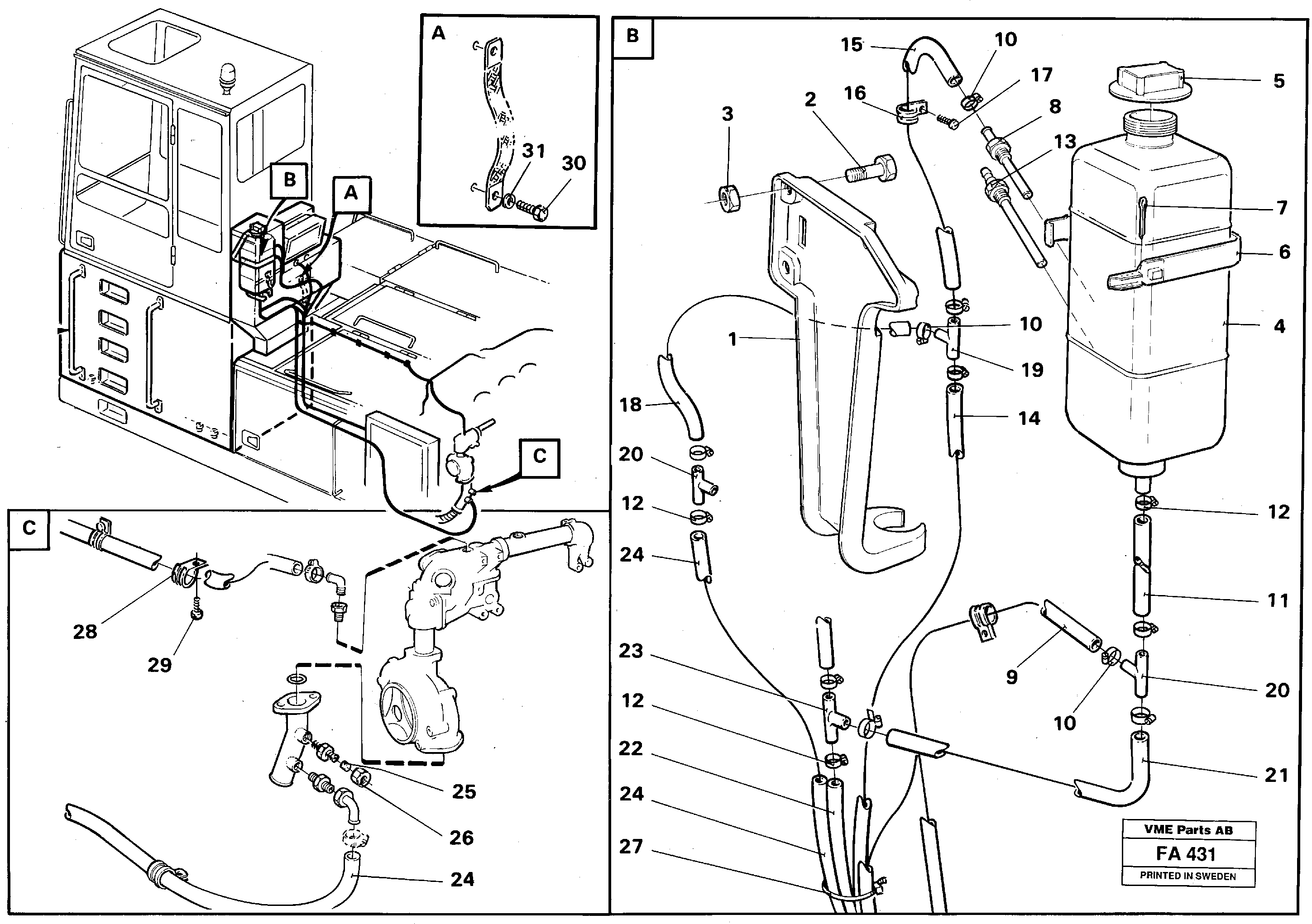 Expansion tank, Cab elevation 1220mm.  14260597 — volvo parts diagram