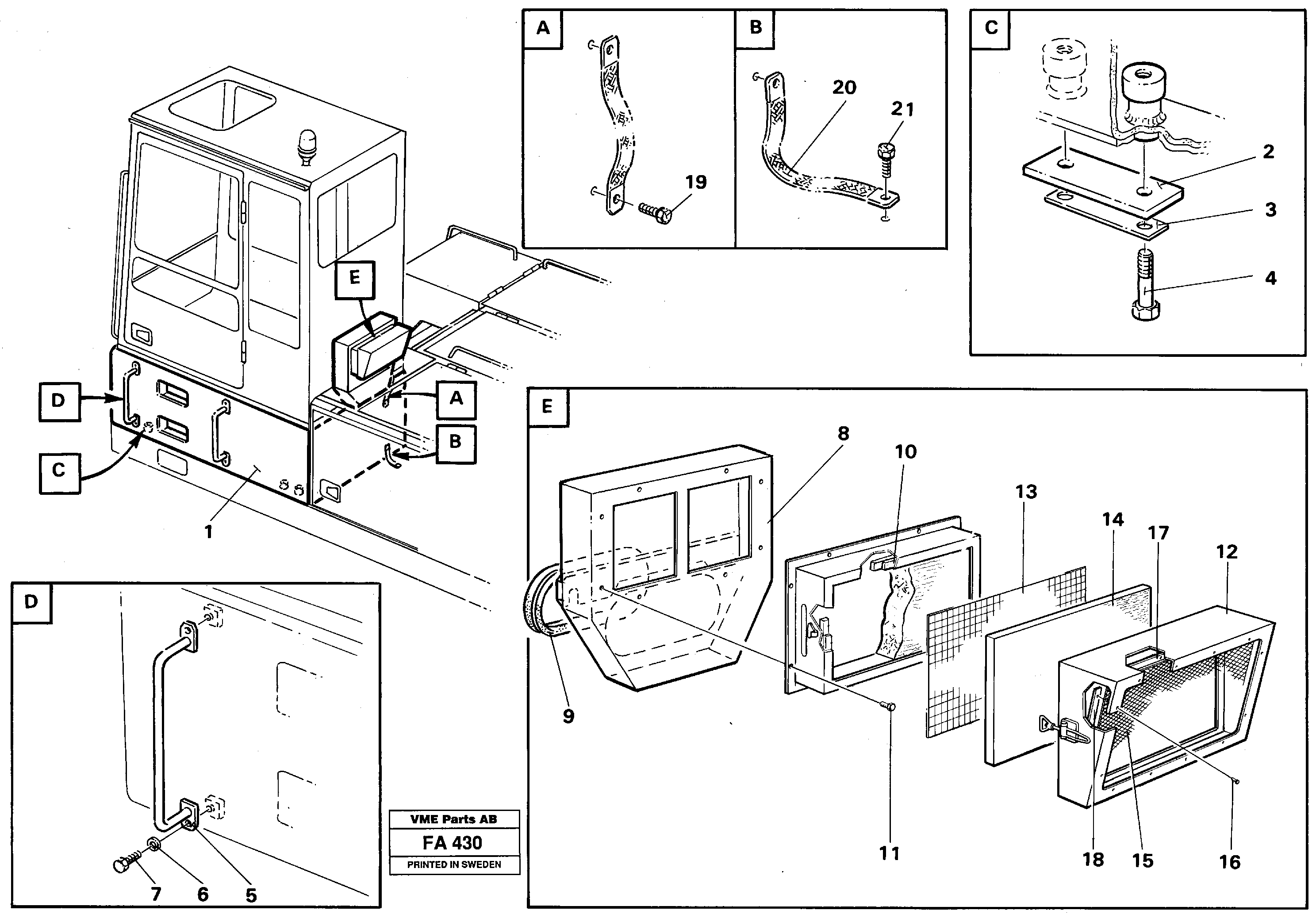 Cab elevation on superstructure, 600 mm/ 1220 mm  14260534 — volvo parts diagram