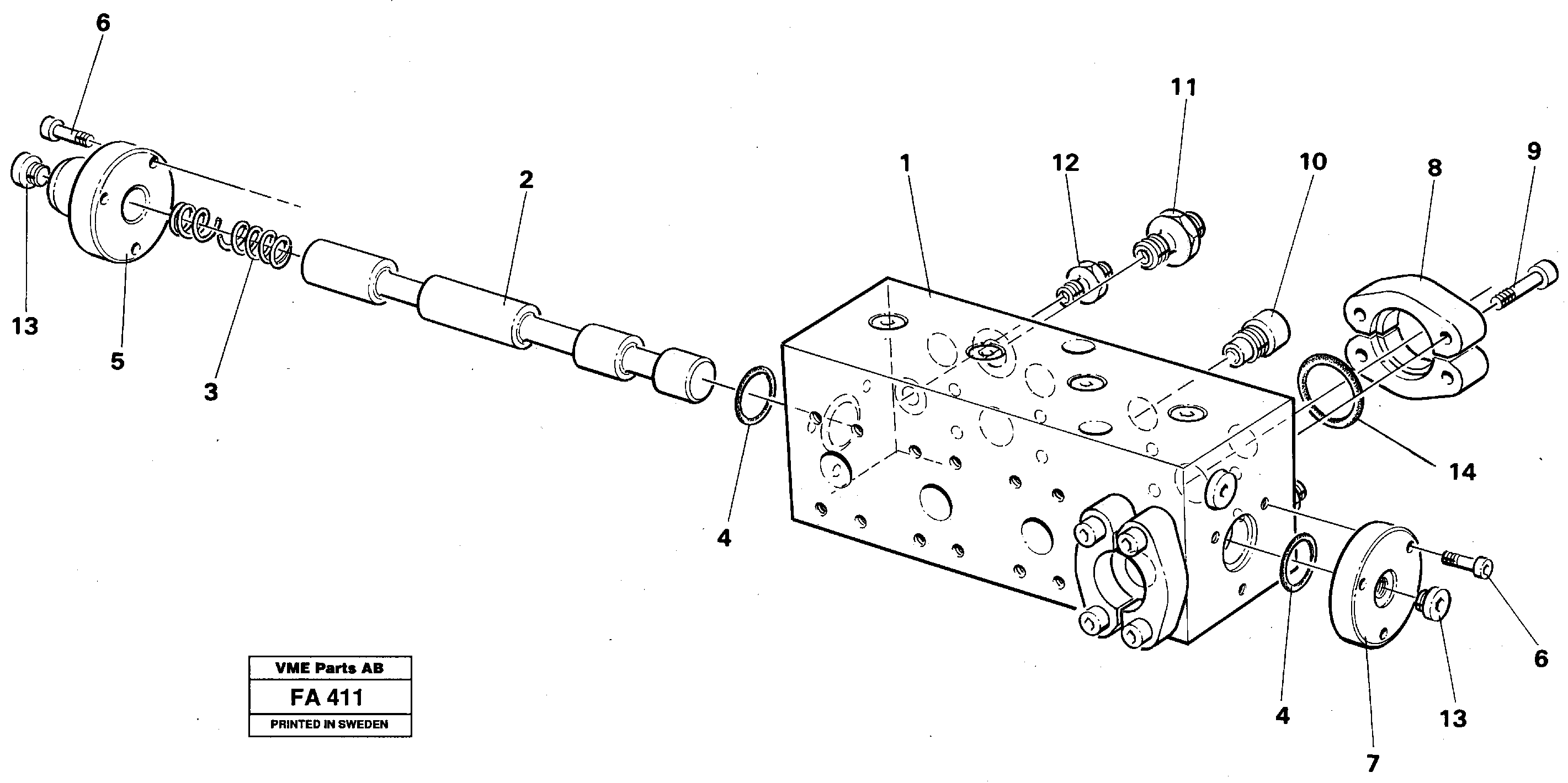 Valve for hammer/shears on adjustable boom — volvo parts diagram
