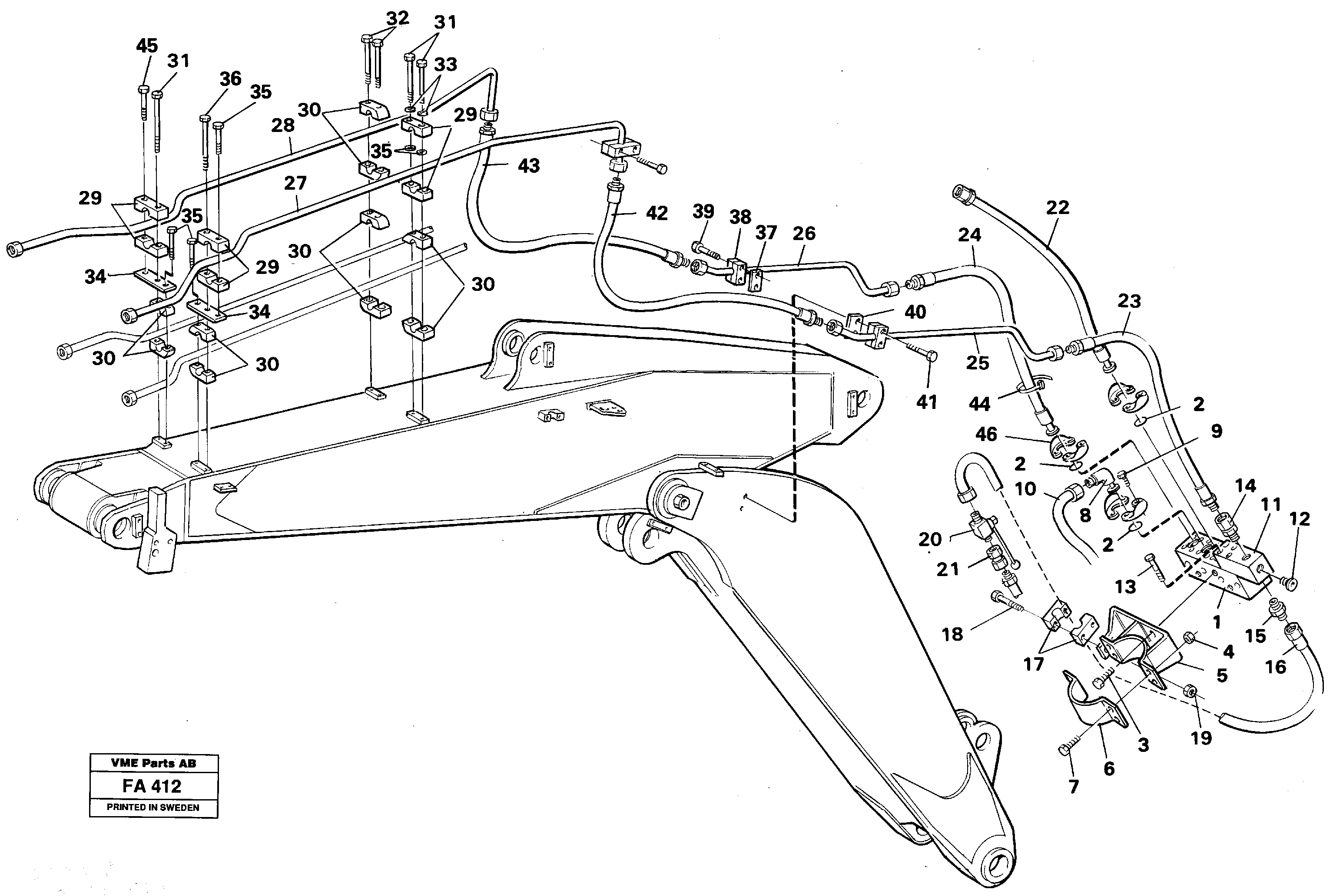 Hammer/shears hydraulics on adjustable boom.  14261703 — volvo parts diagram