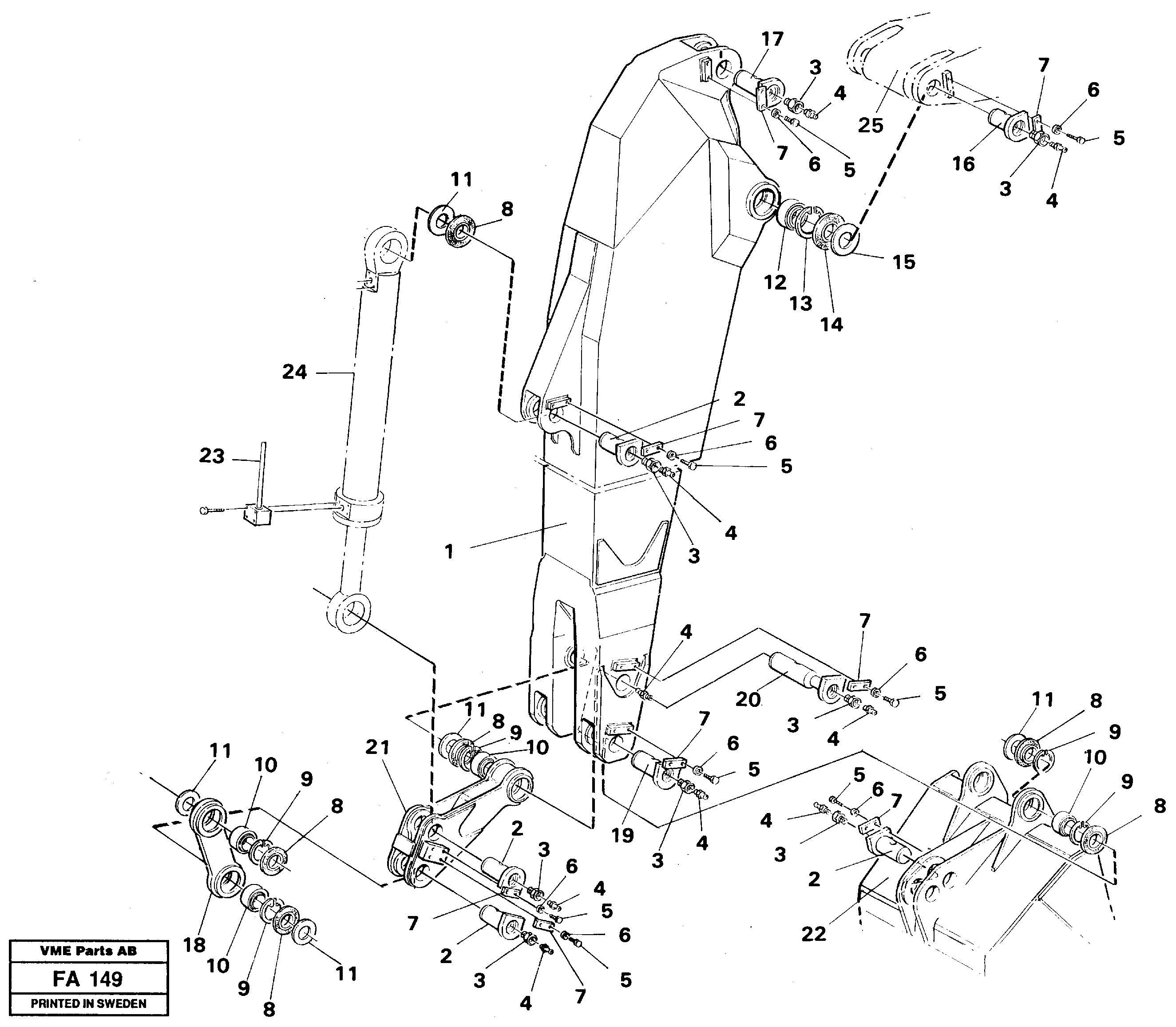 Backhoe dipper arm 3.35m  14262328 — volvo parts diagram
