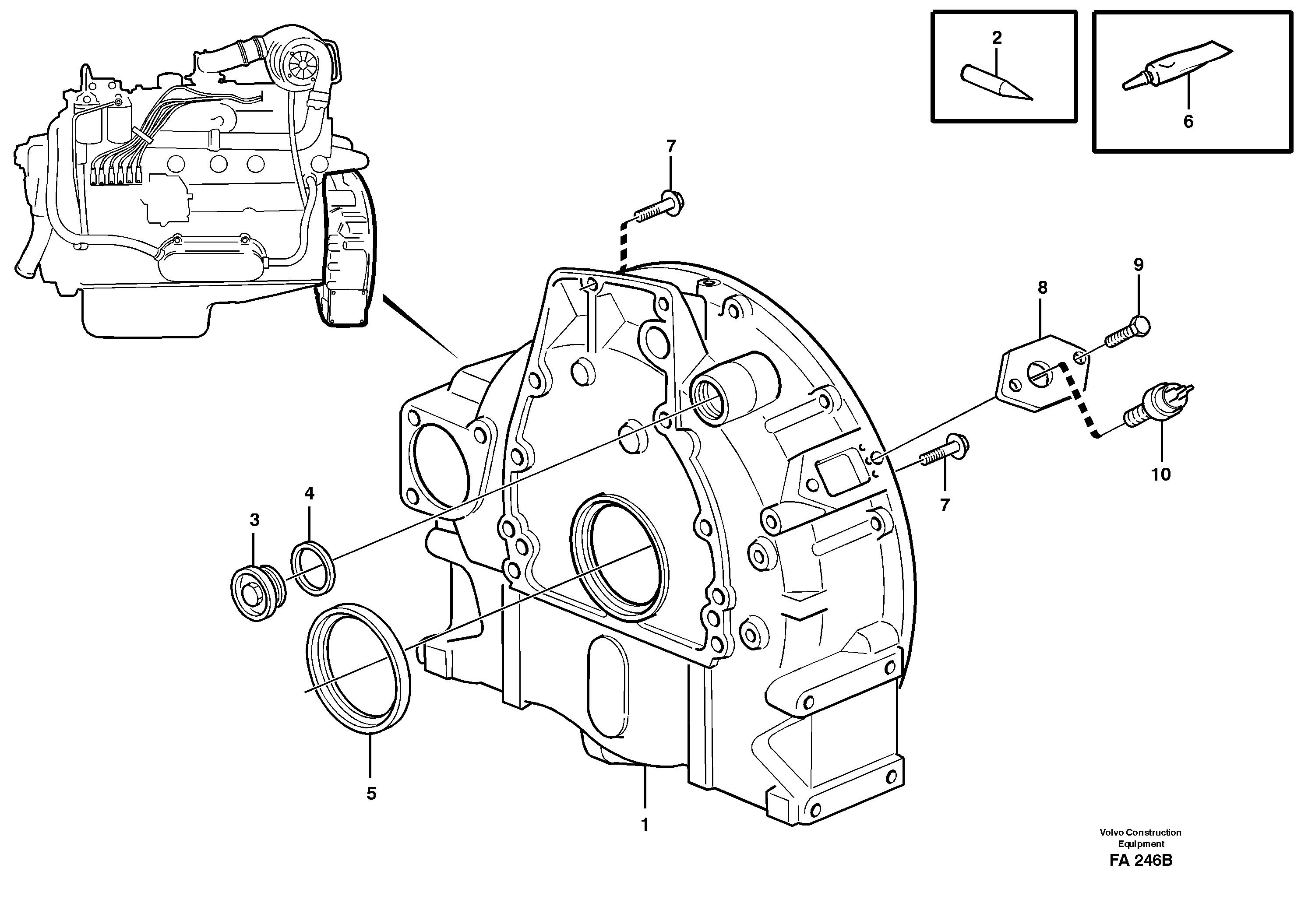 Flywheel housing — volvo parts diagram