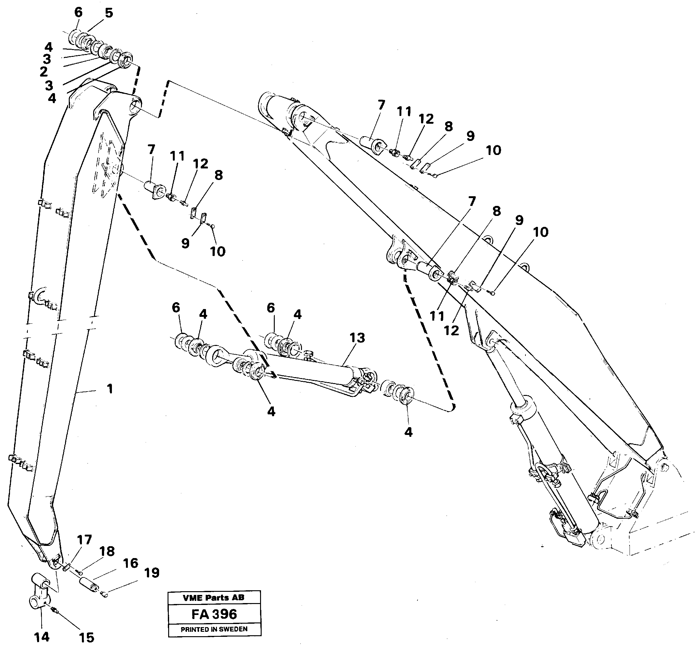 Materials handl. equipm. Material handling arm. 4.4m, 5.15m. — volvo parts diagram
