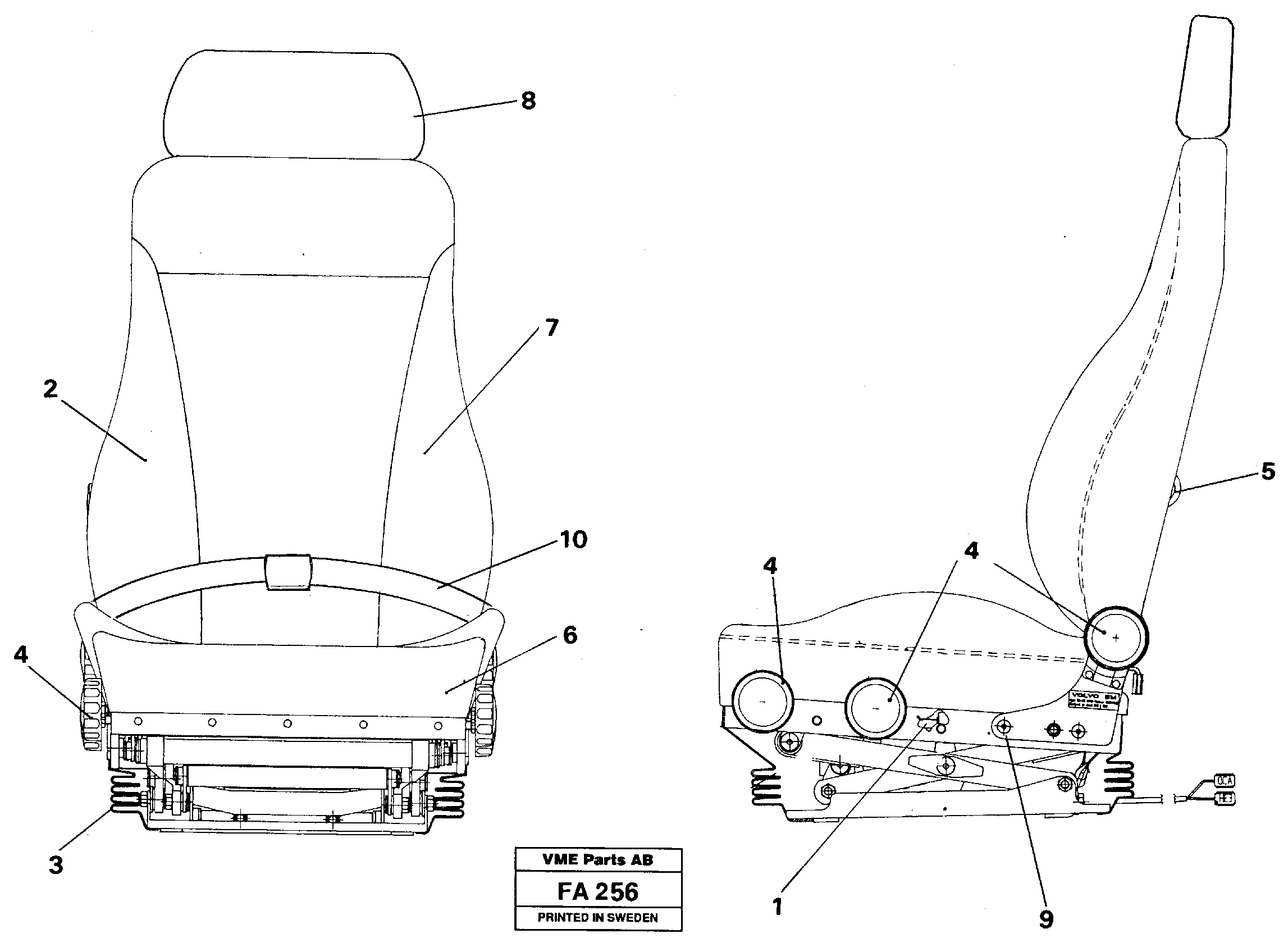 Operator's seat Be-ge — volvo parts diagram