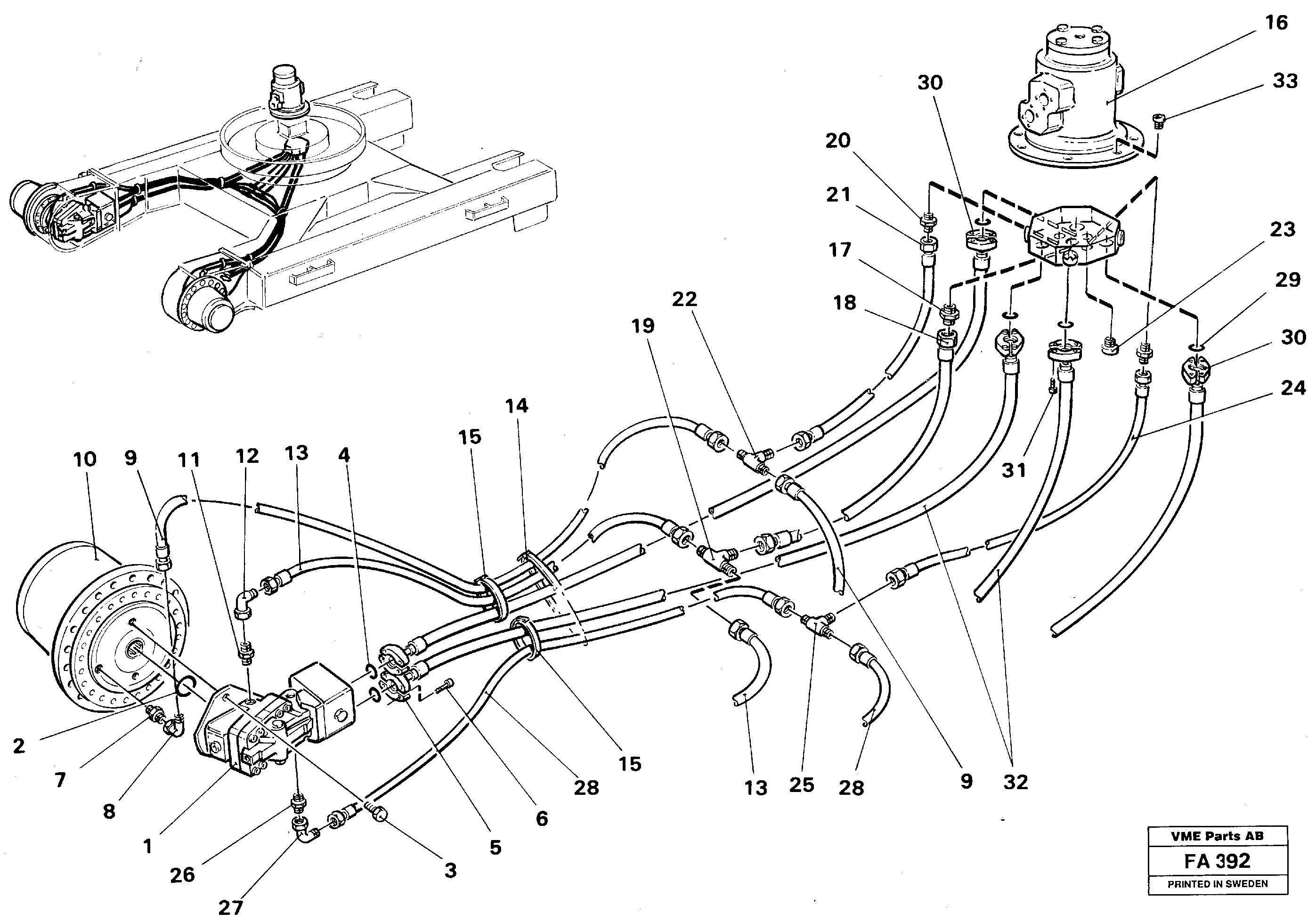 Hydraulics in short undercarriage.  C-C 3,35 — volvo parts diagram