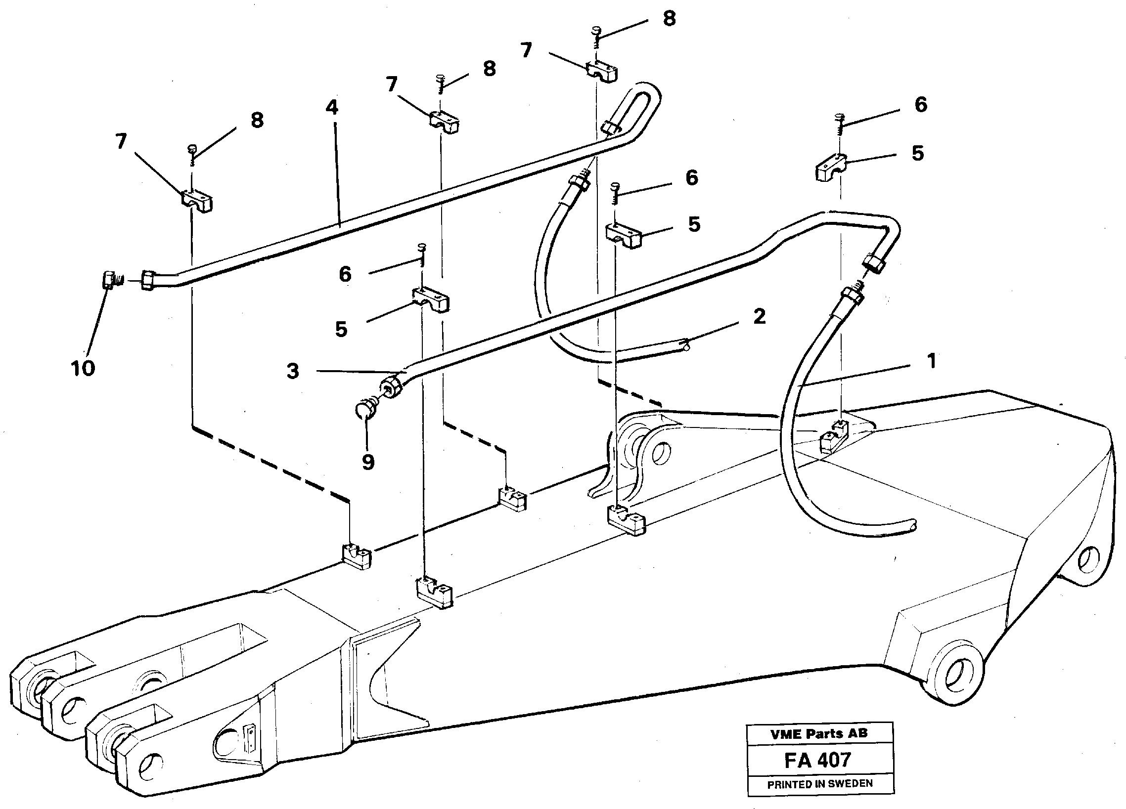 Hammer hydraulics on dipper arm, 2.25 m, 2.80 m, 3.30 m.  14254986, 14254989, 14254991 — volvo parts diagram