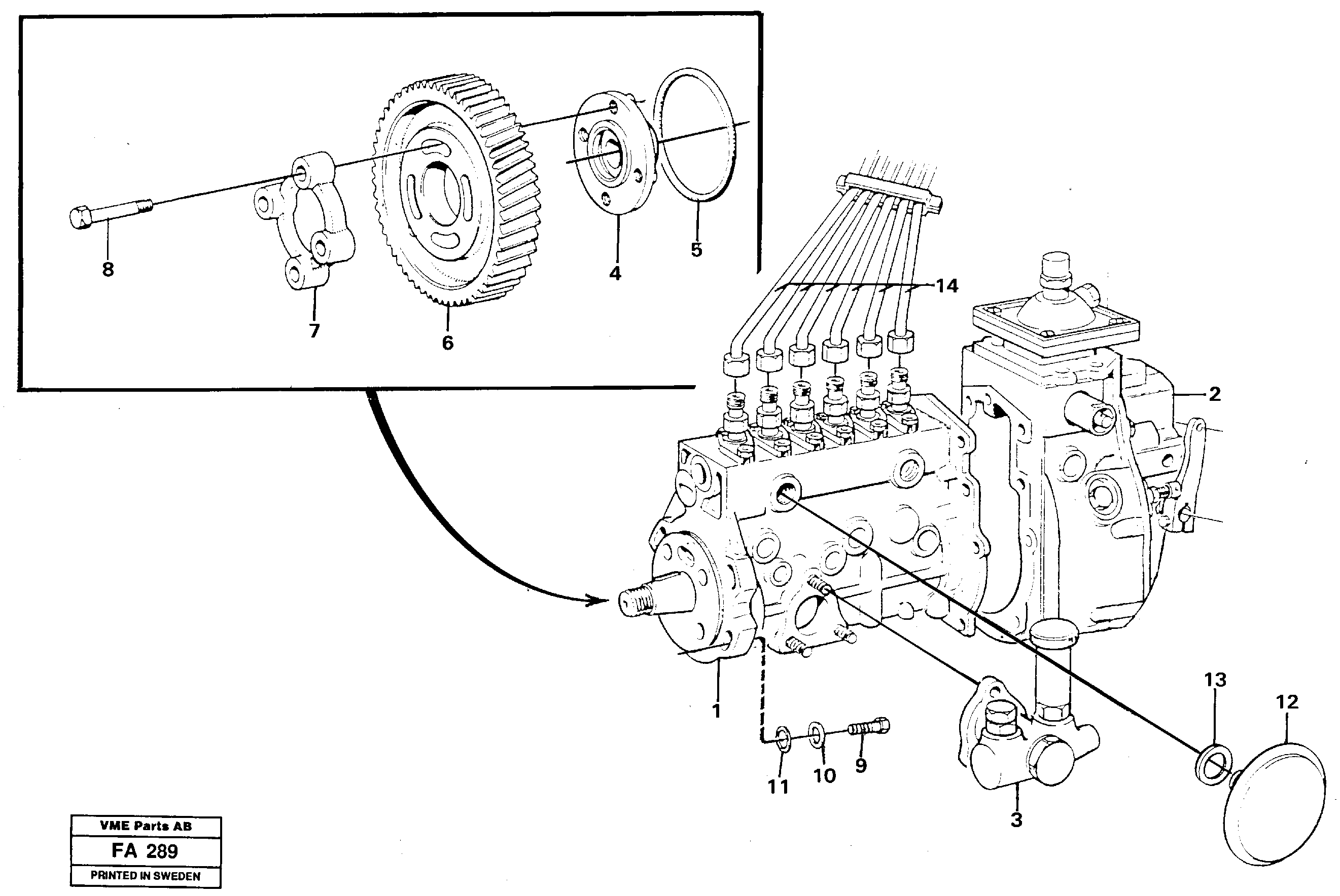 Injection pump with drive  TD 61 GE — volvo parts diagram