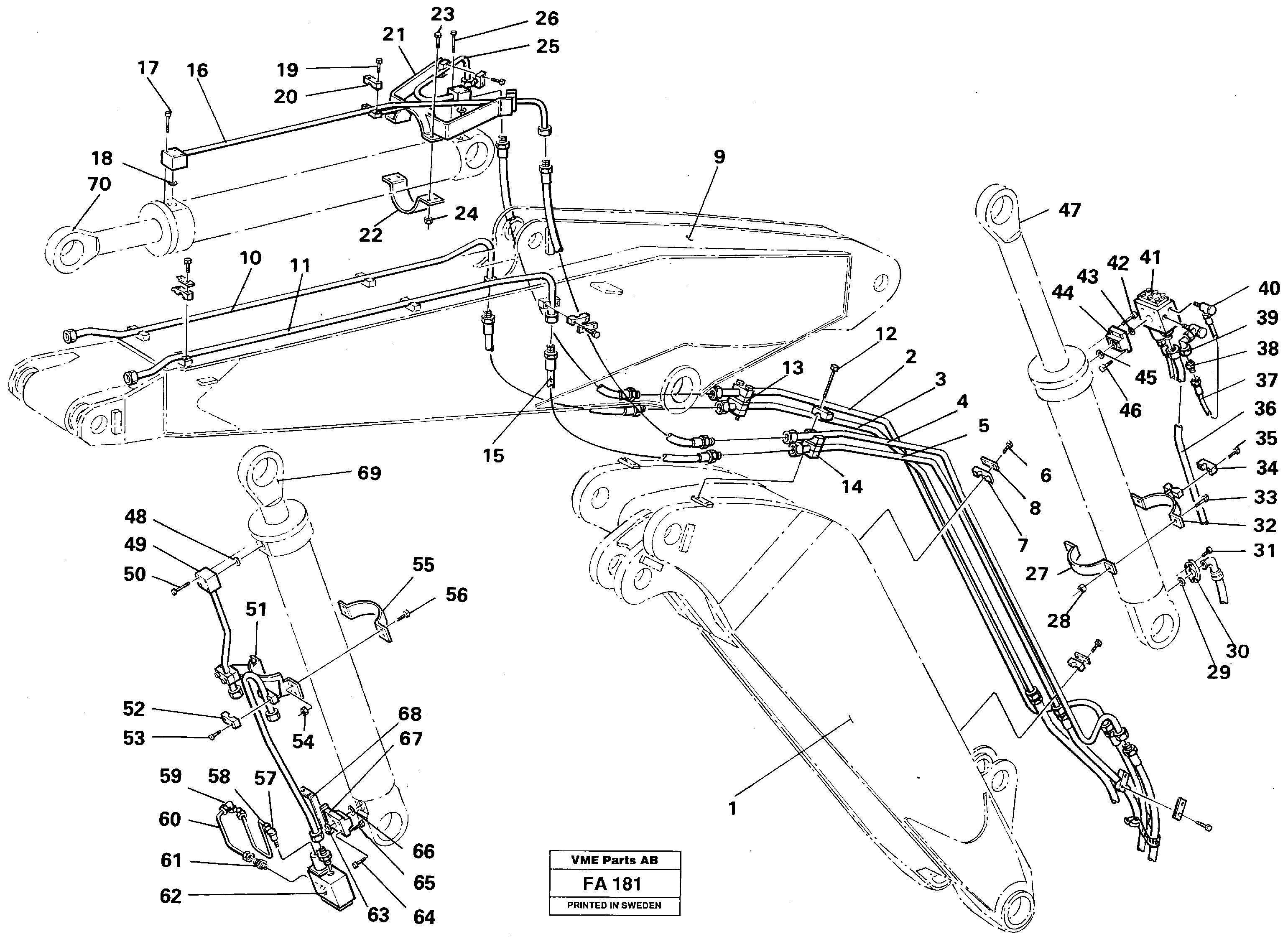 Hydraulic equipment, adjustable boom — volvo parts diagram