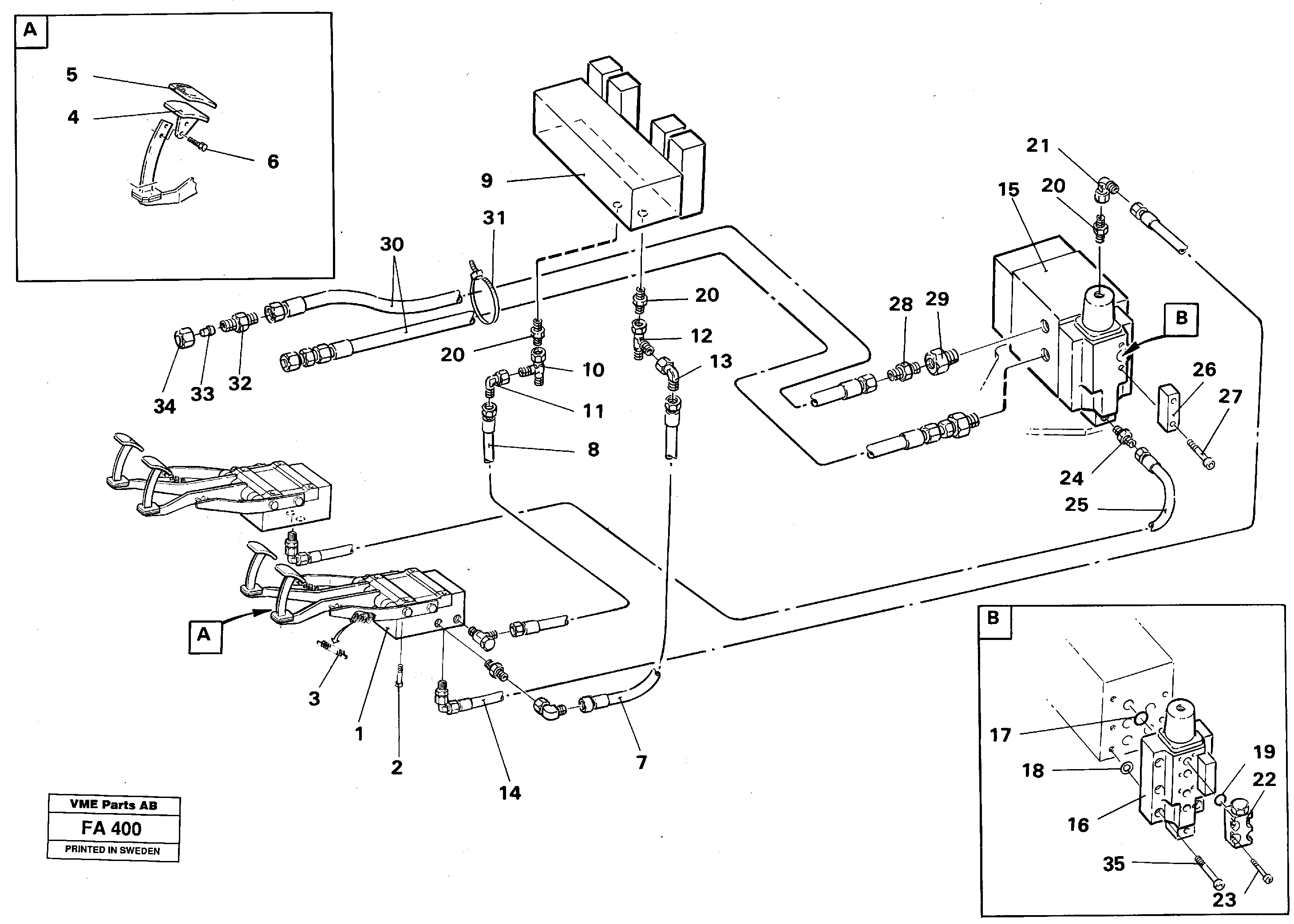 Pedal operated slope bucket/grab hydaulics on monoboom.  14246350 — volvo parts diagram