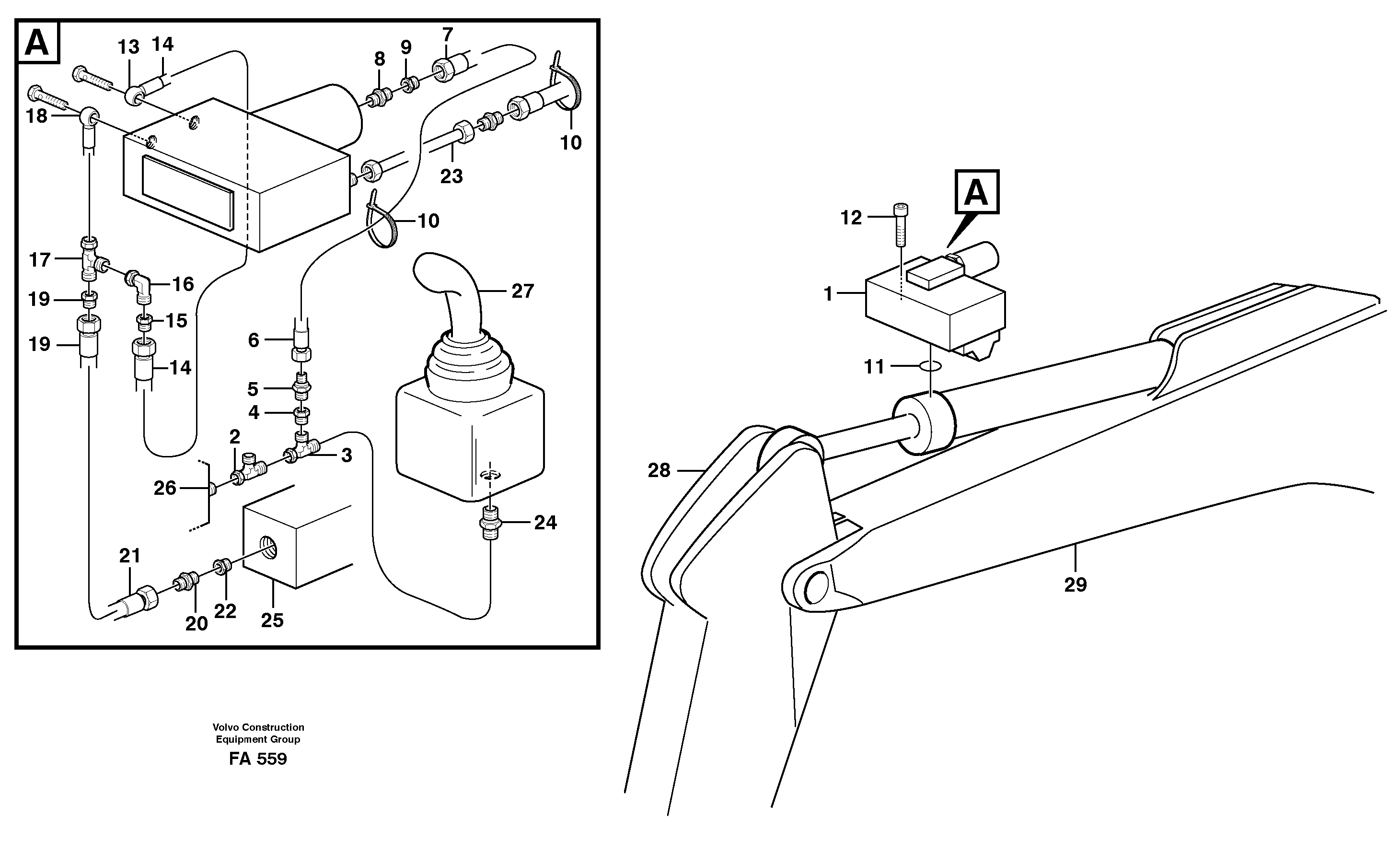 Hydraulic system, line brk valve,dipper arm — volvo parts diagram