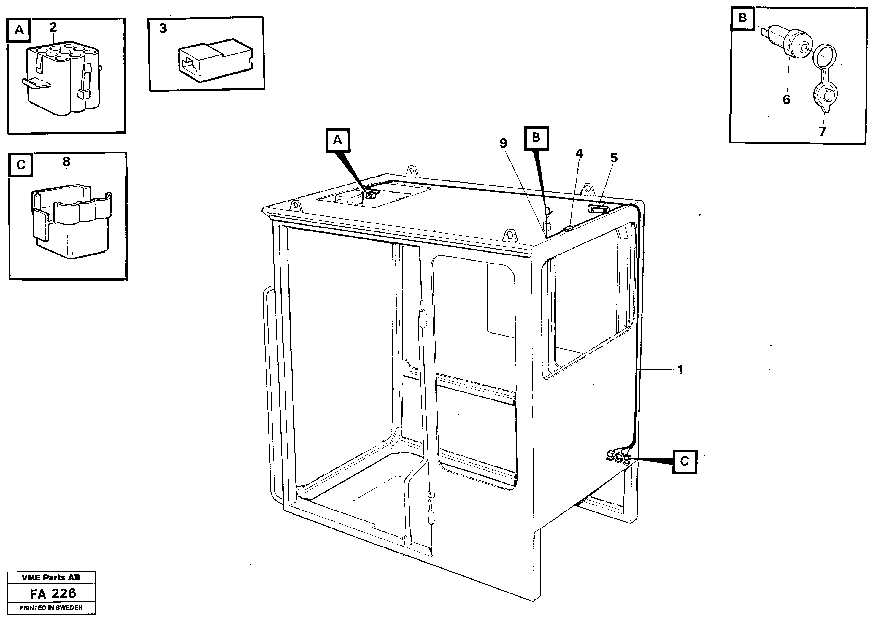 Cable harnesses, cab — volvo parts diagram