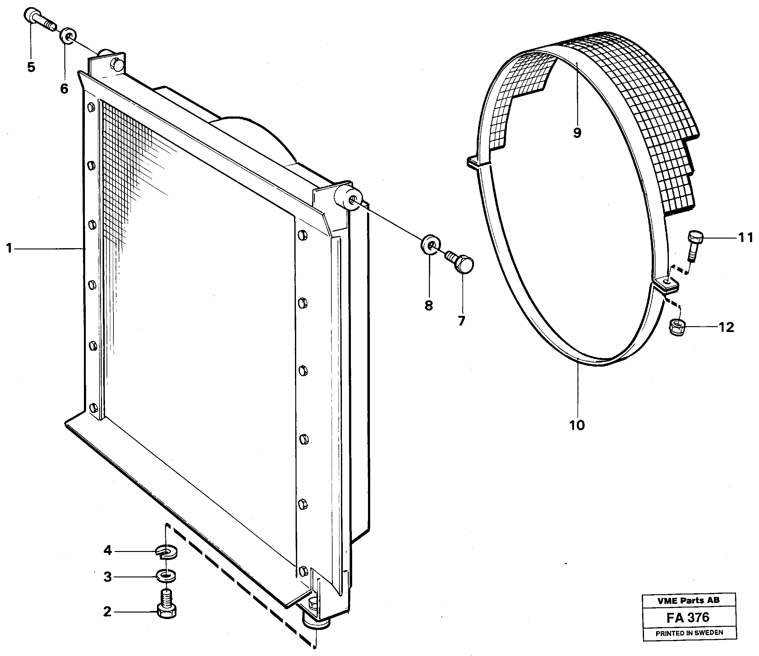 Radiator with fitting parts — volvo parts diagram