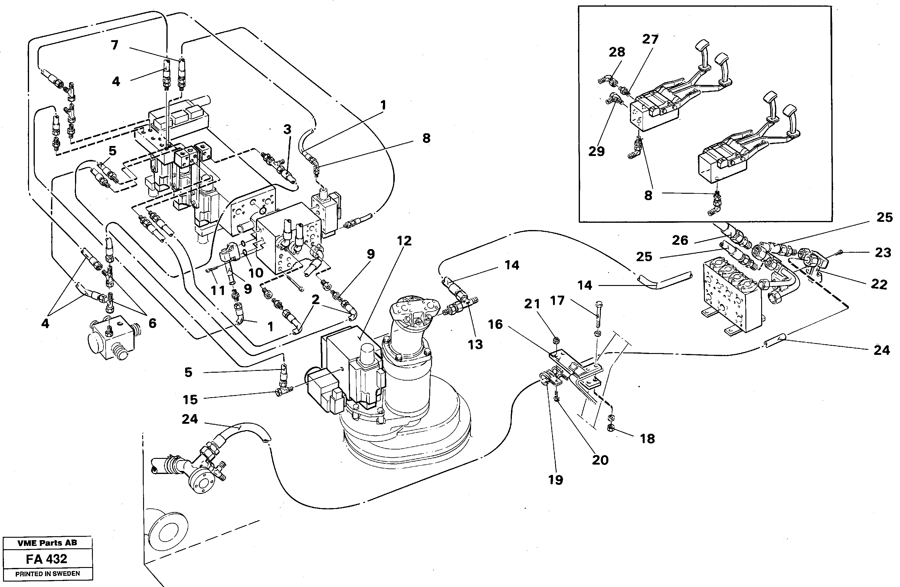Base machine hydraulics for hammer/shears on adjustable boom  14261296 — volvo parts diagram