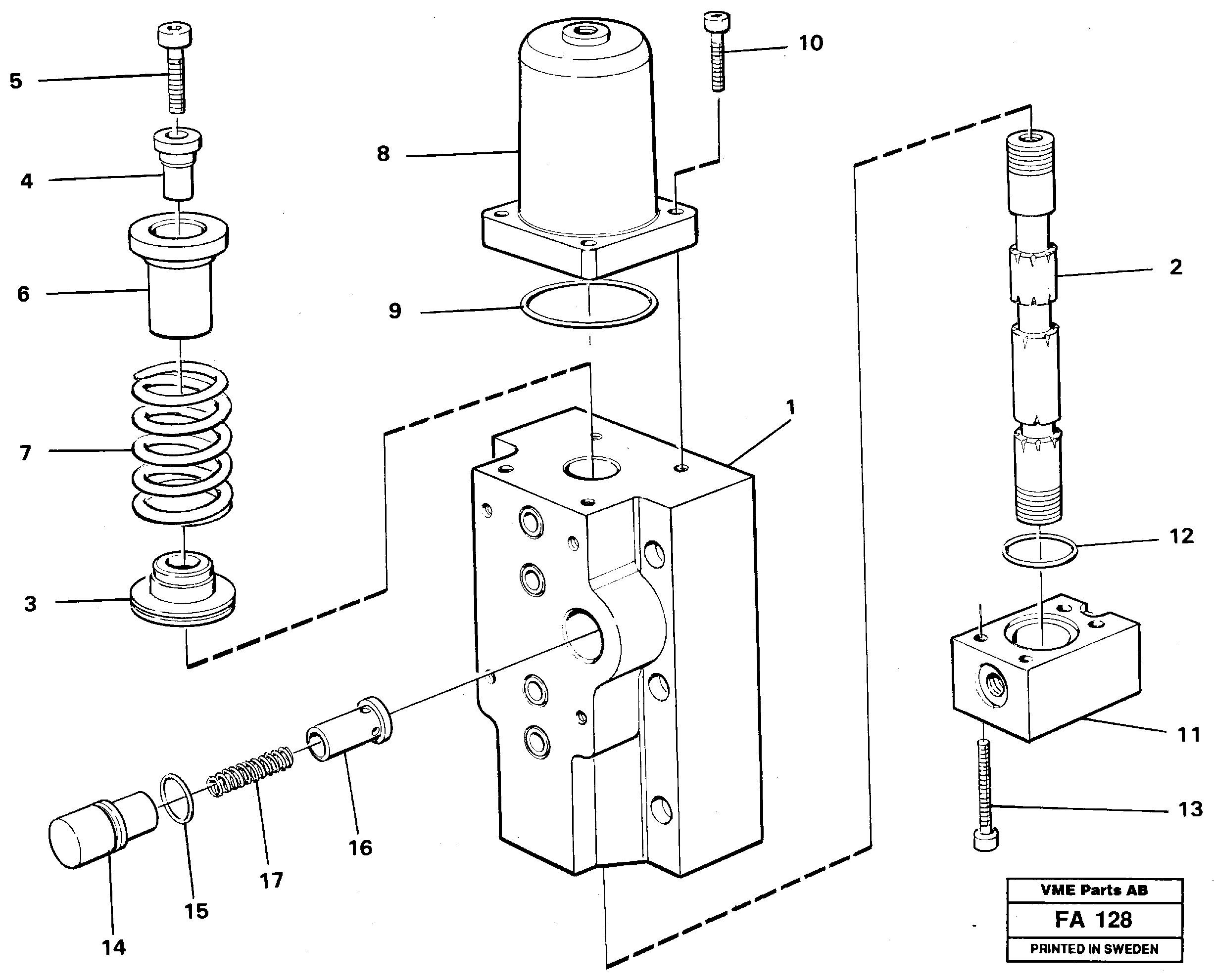 Four-way valve for hammer/shears — volvo parts diagram