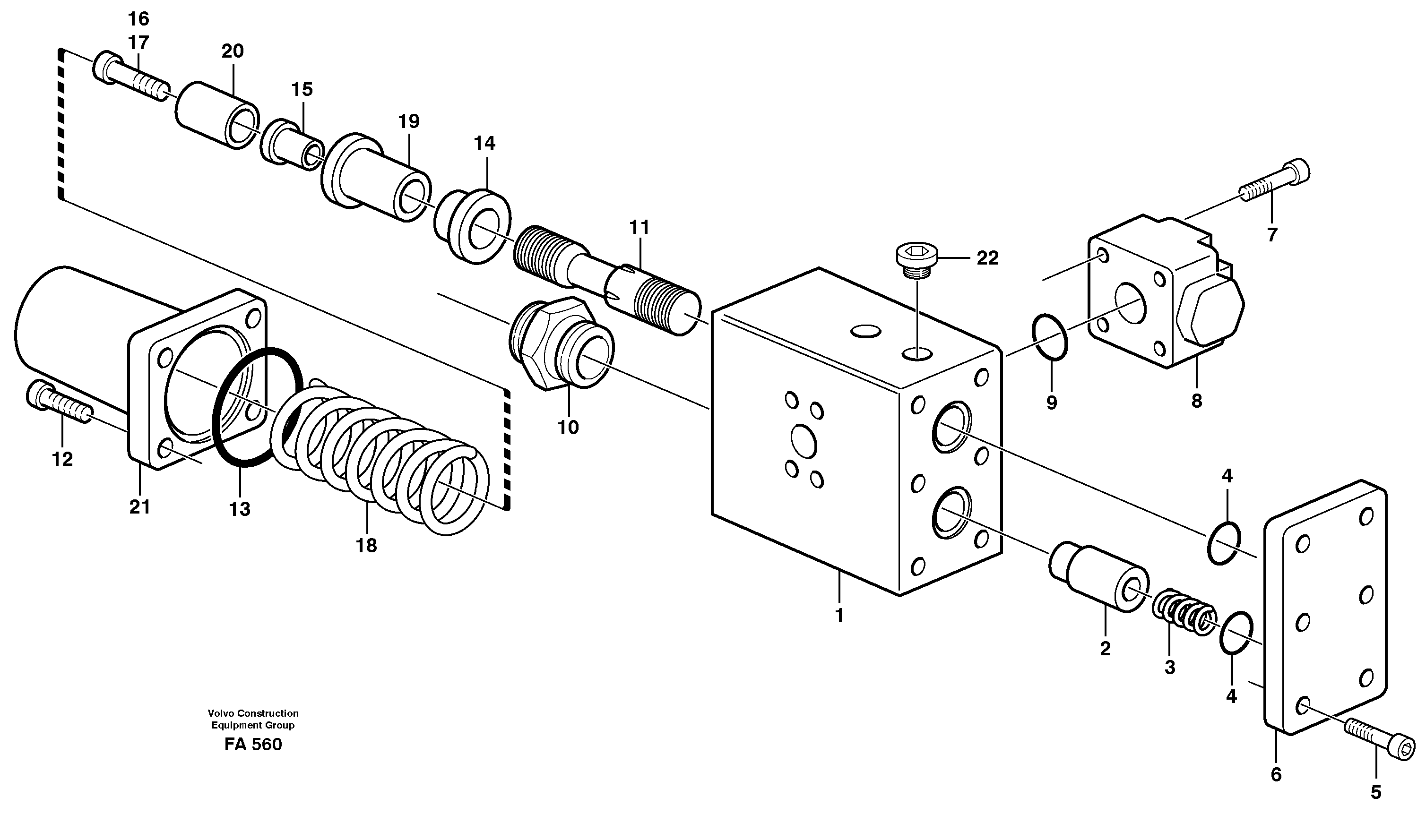 Hose rupture valve, dipper arm,mtrl.handl.eq  14247490,14266898 — volvo parts diagram