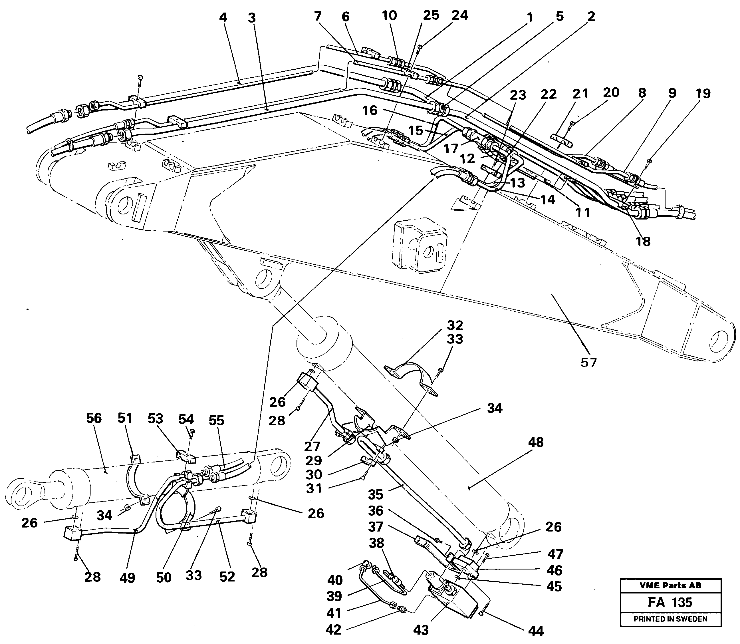 Face shovel equipment, boom — volvo parts diagram