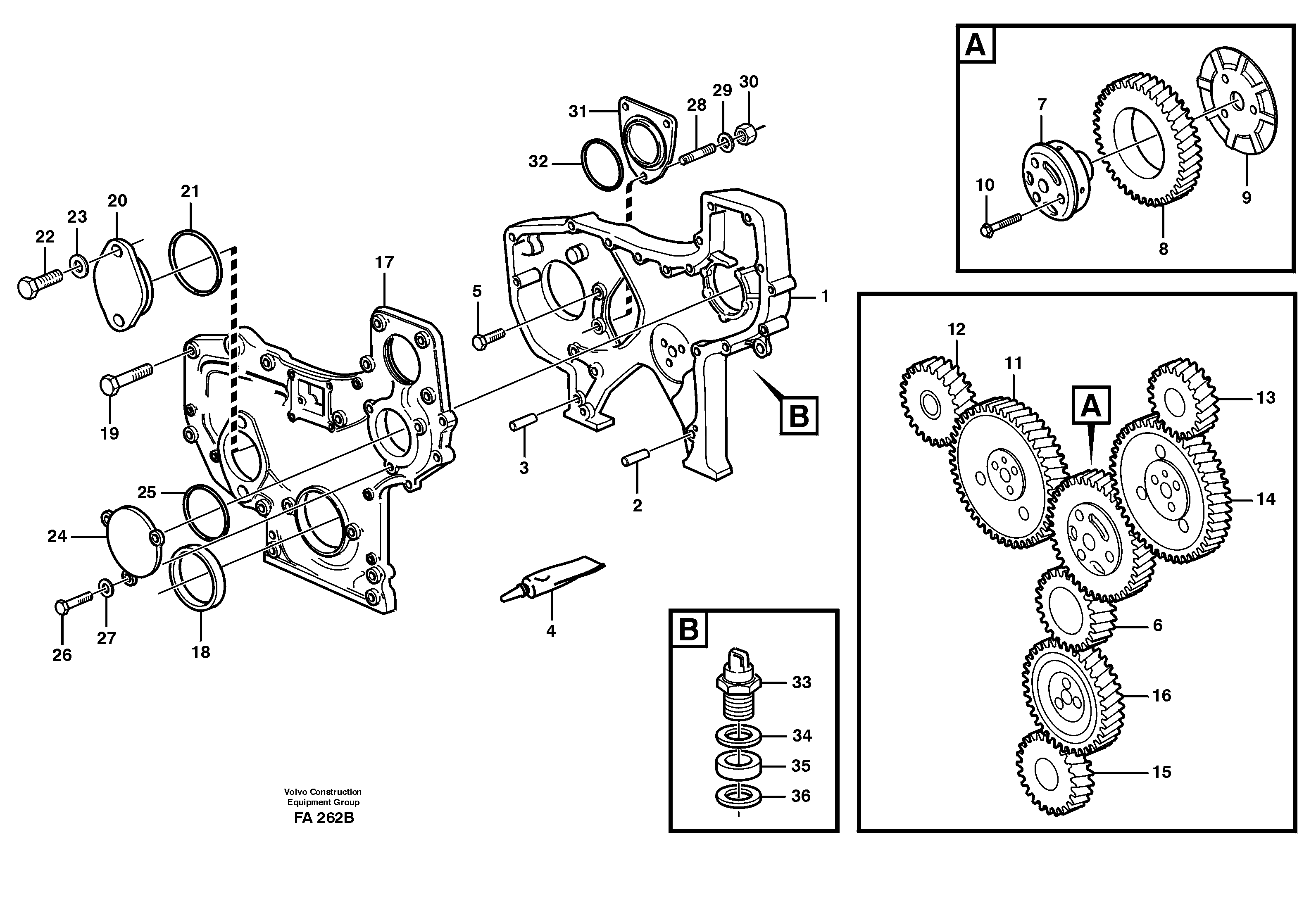 Timing gear casing — volvo parts diagram