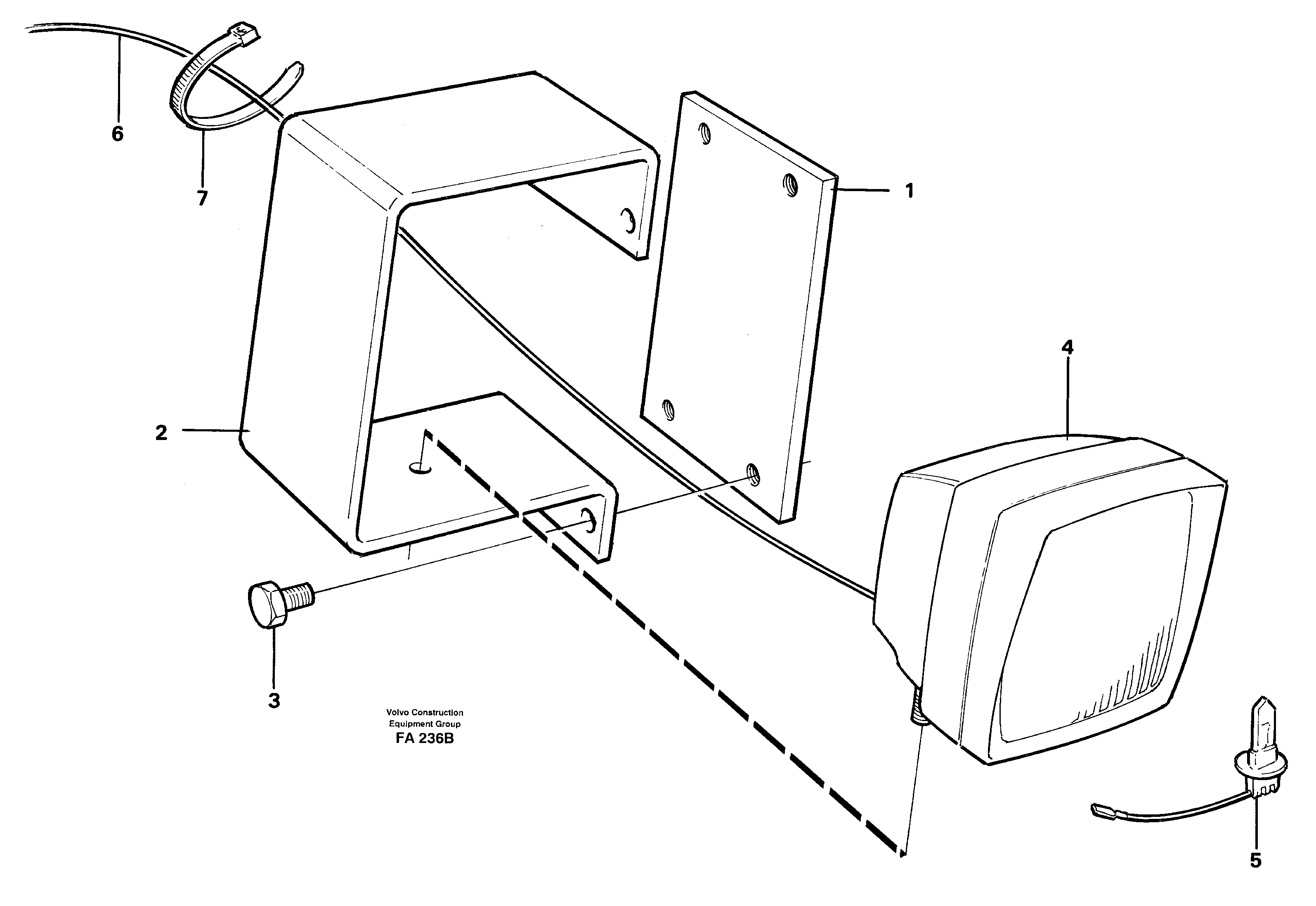 Working lamp on boom — volvo parts diagram