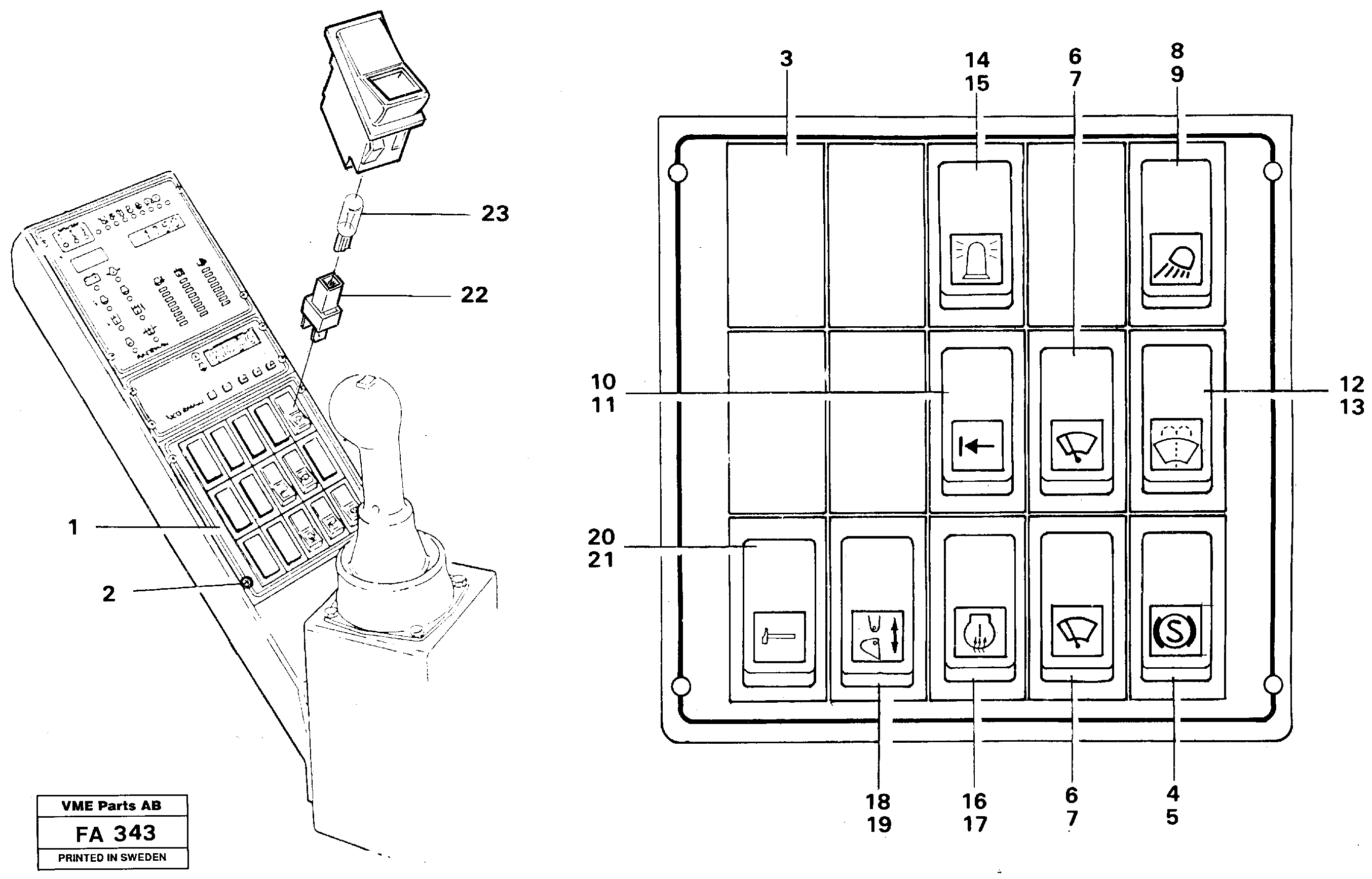 Switch panel.  SER NO -4709 — volvo parts diagram