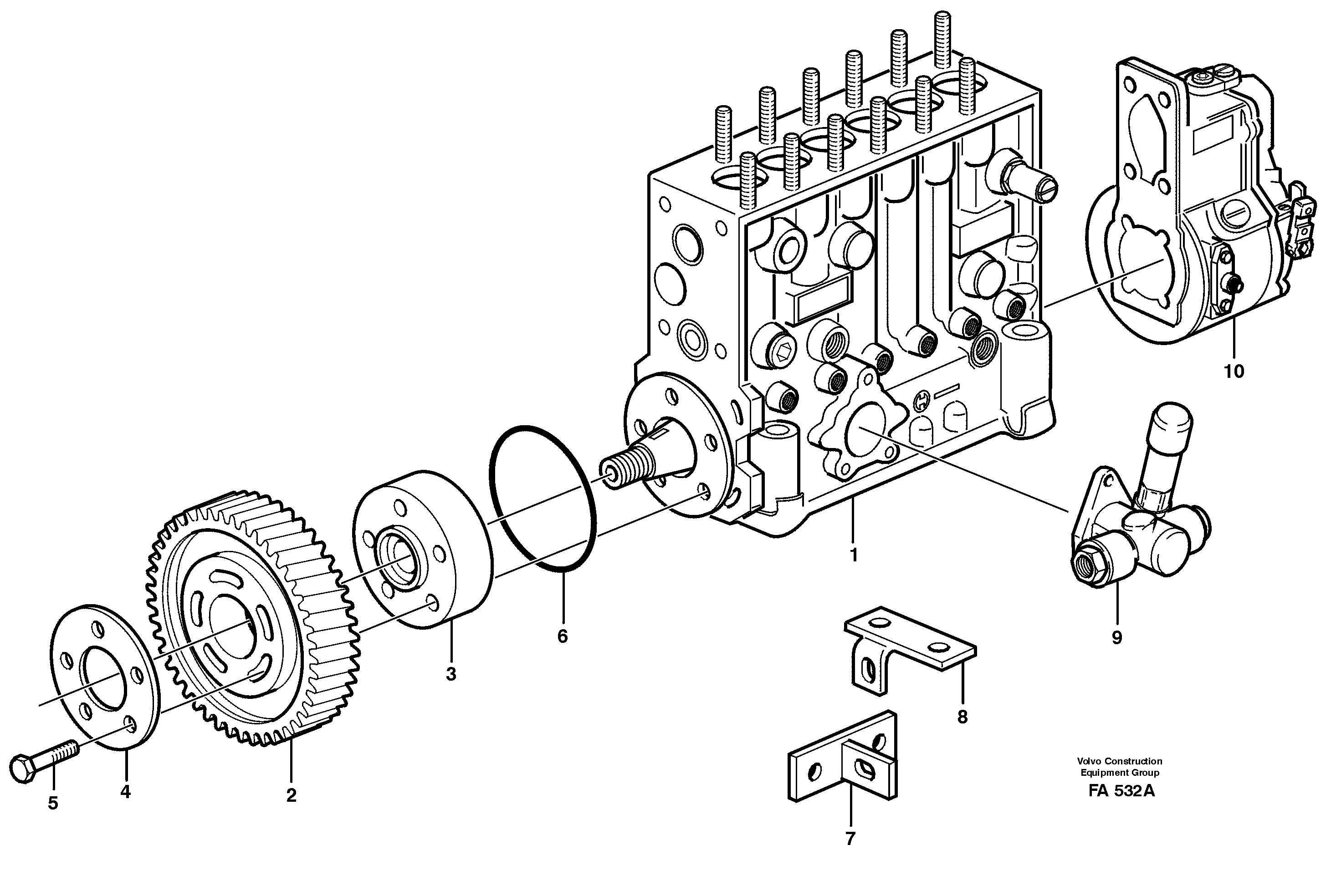 Injection pump with drive  TD 63 KIE — volvo parts diagram