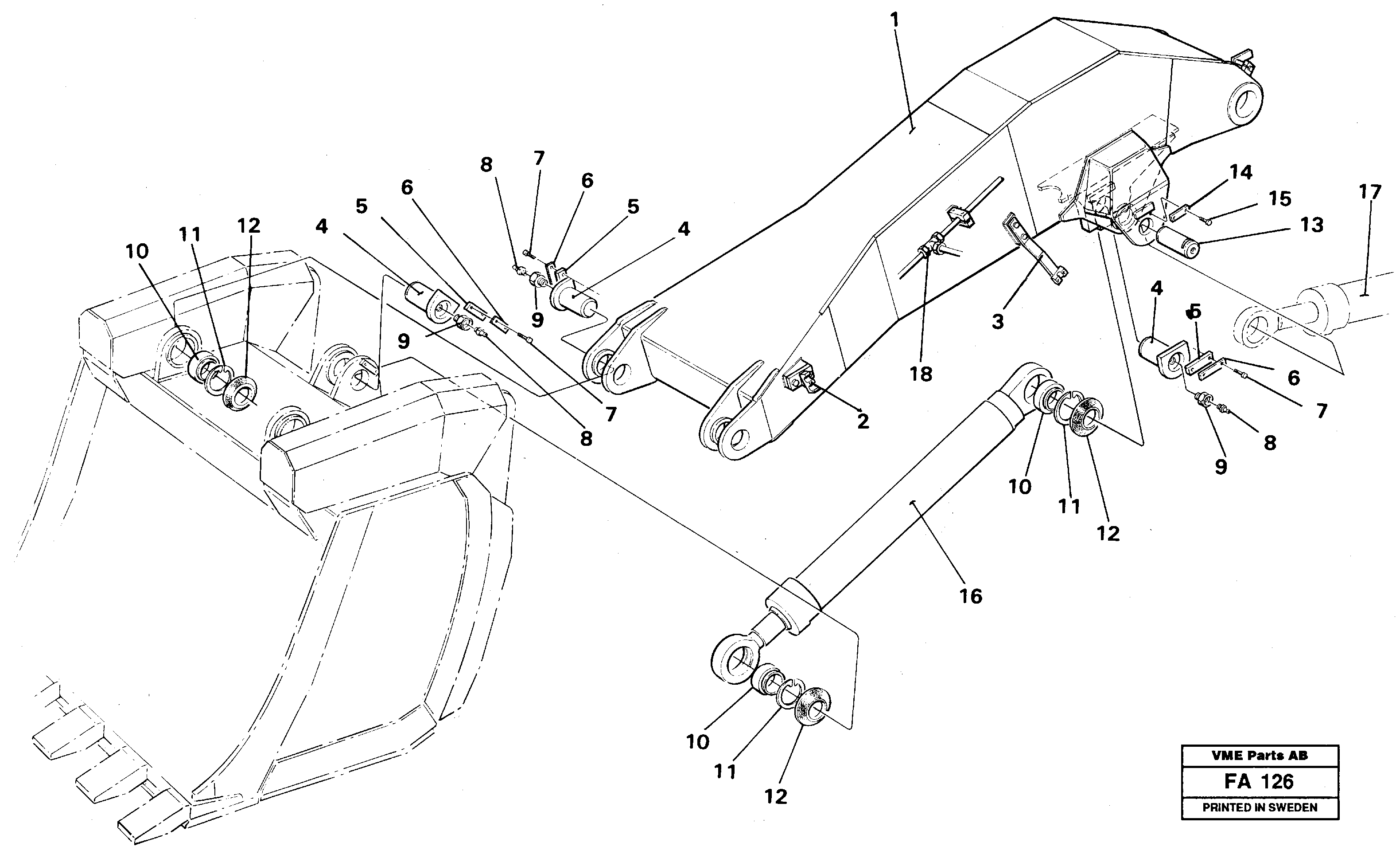 Front shovel dipper arm  14264385 — volvo parts diagram