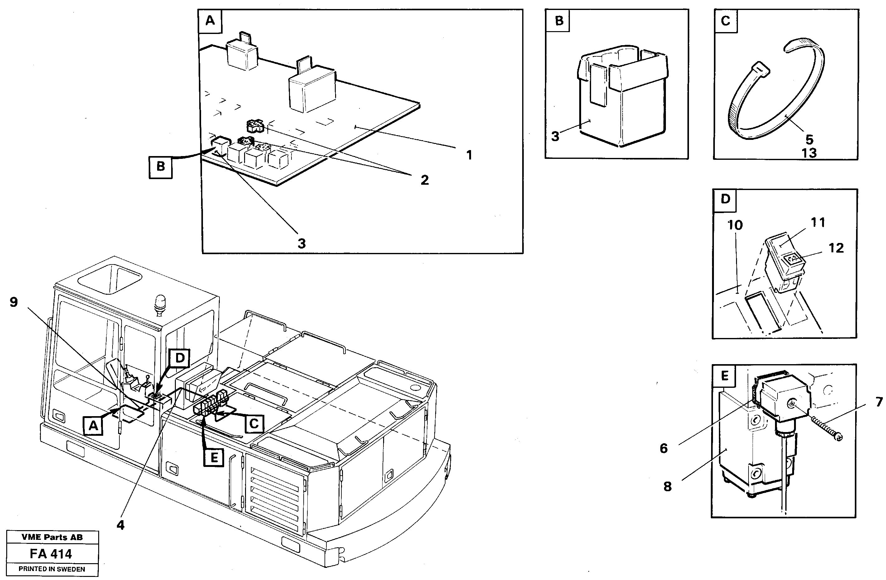Electric installation forslope bucket/grab equipm.in base machine — volvo parts diagram