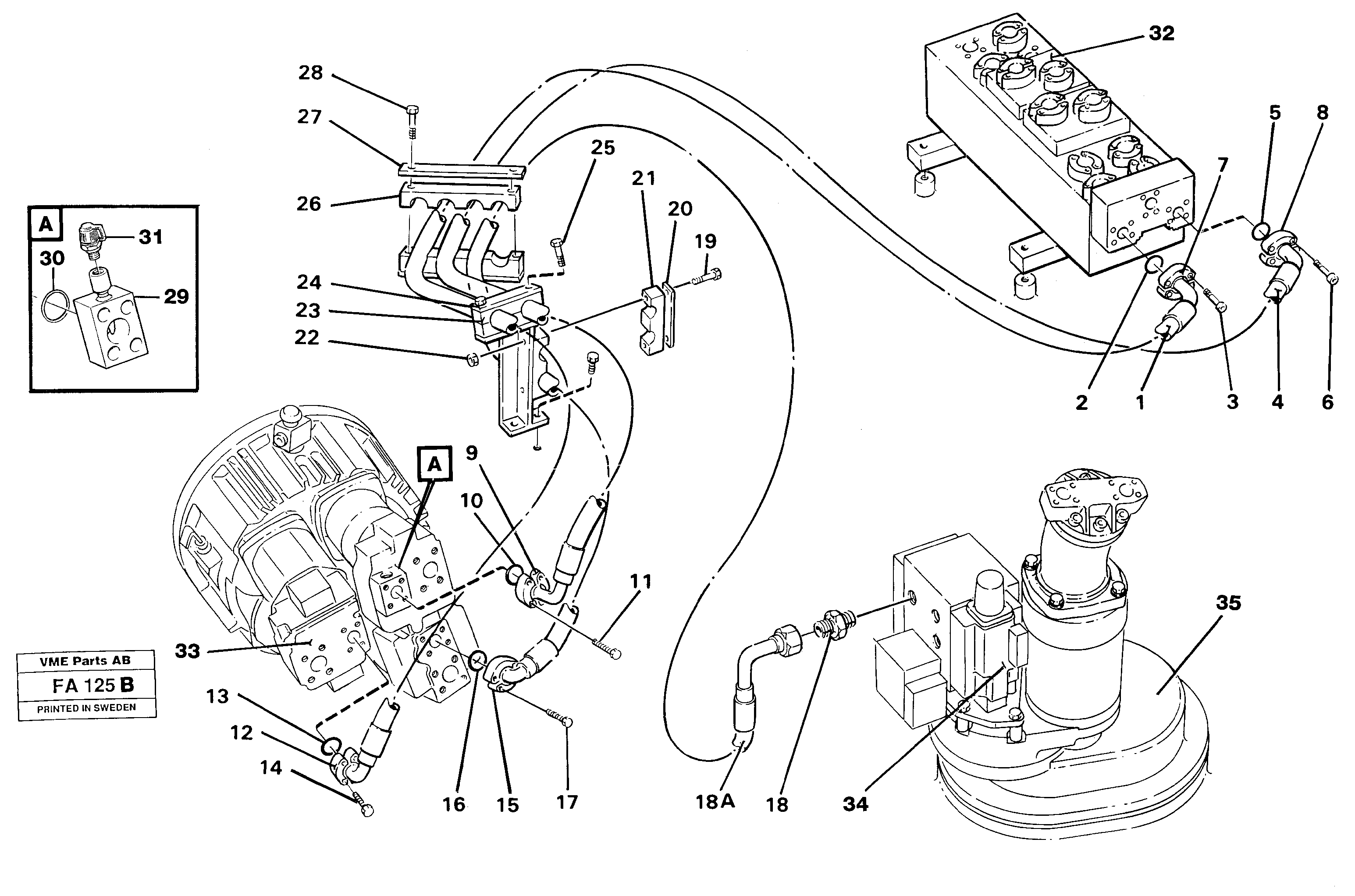 Hydraulic system, feeding lines — volvo parts diagram