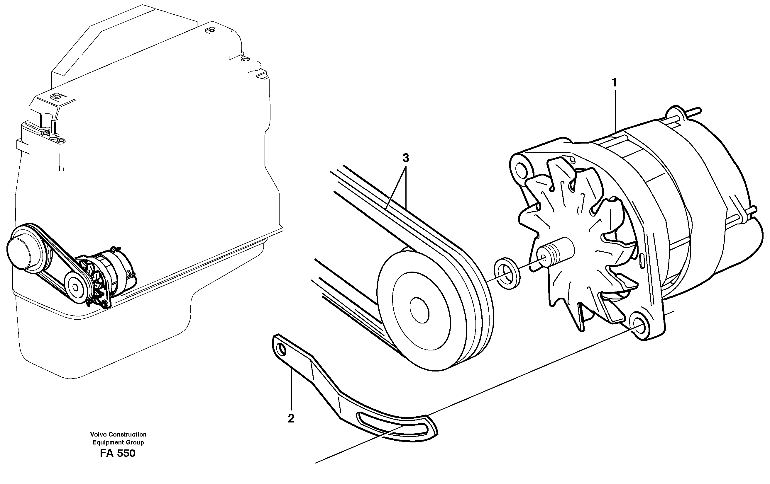 Alternator with assembling details 80 A  14259280 — volvo parts diagram