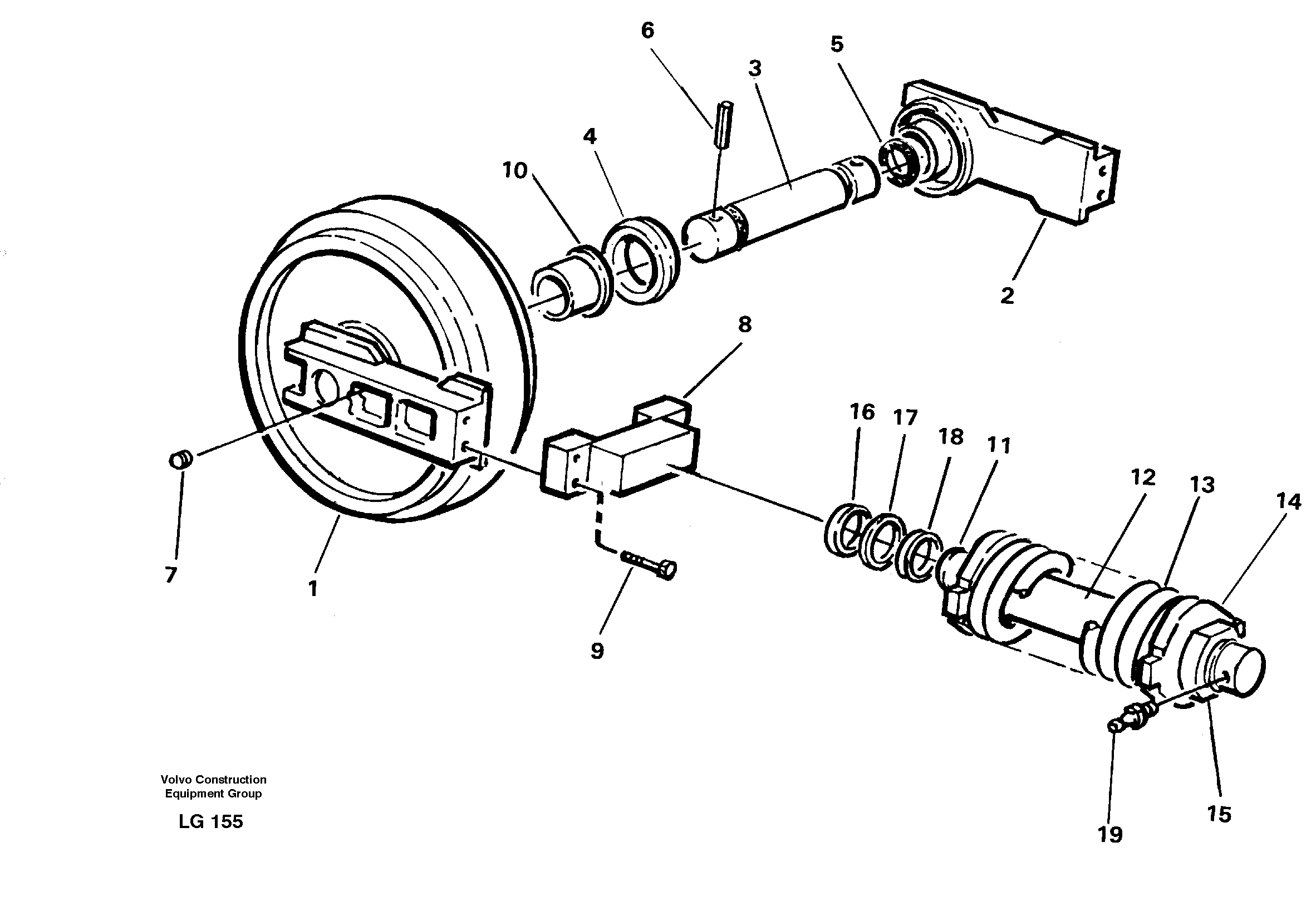 Front wheel, spring package and tension cylinder — volvo parts diagram