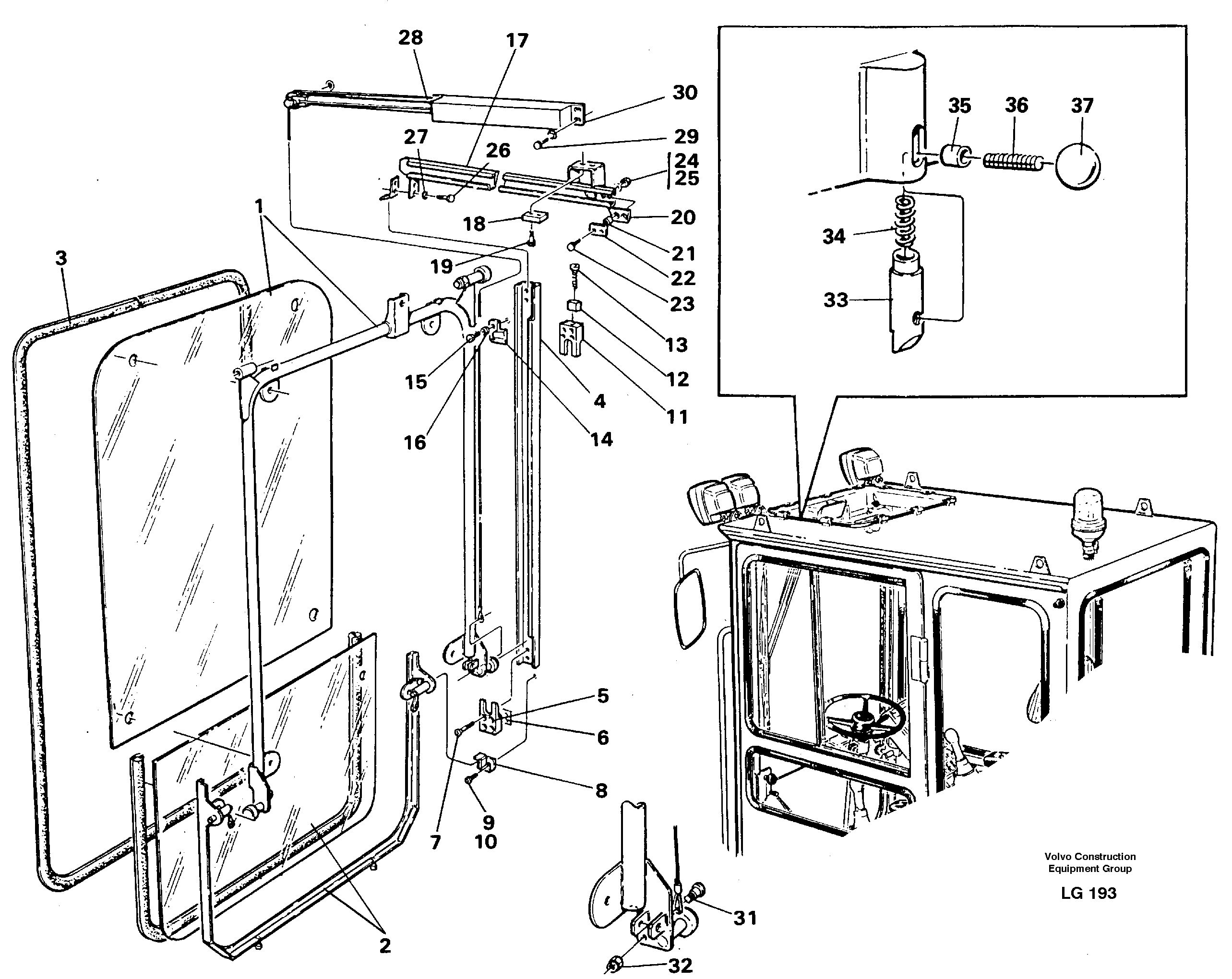 Front window Lifting device — volvo parts diagram