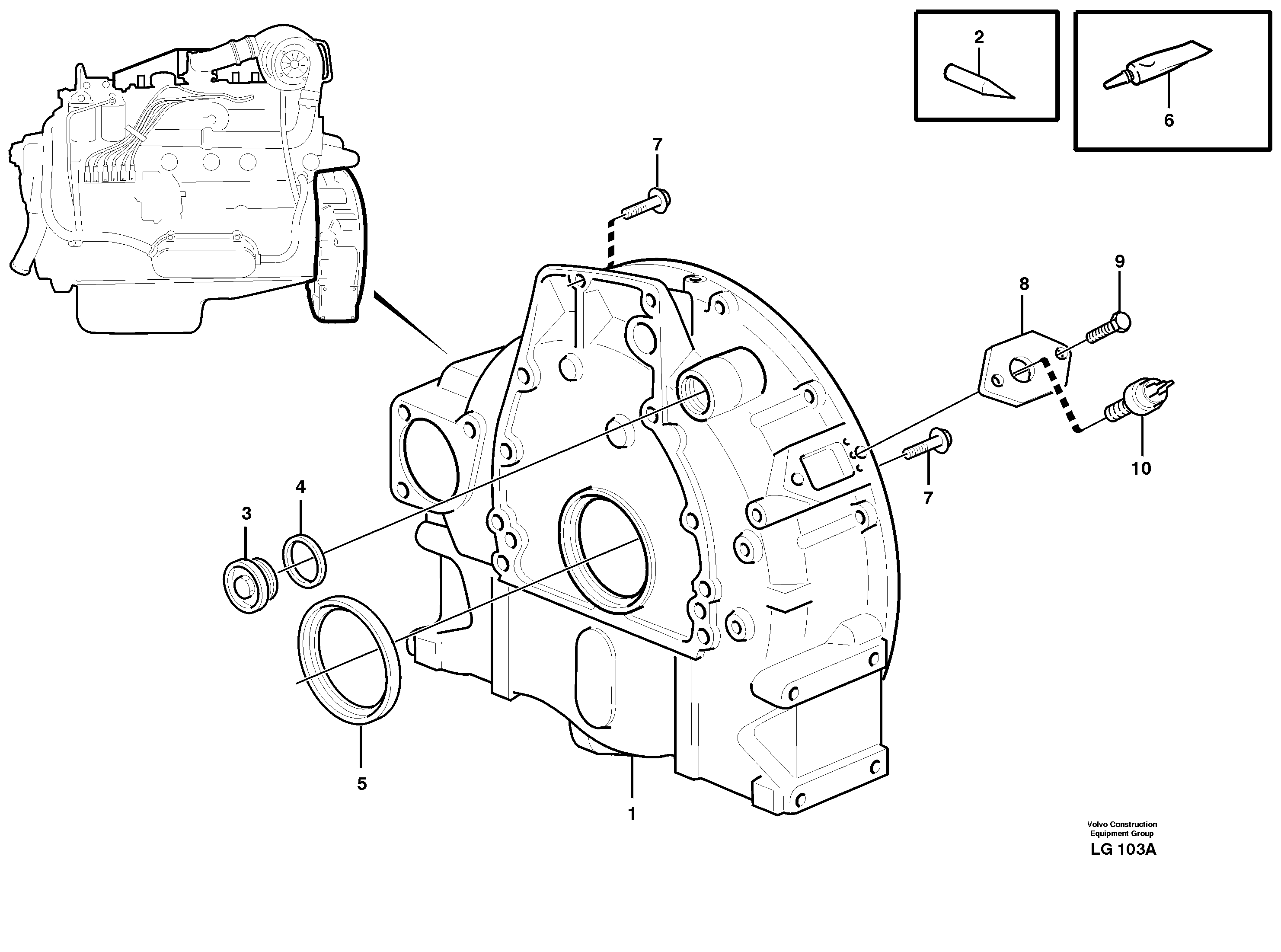 Flywheel housing — volvo parts diagram