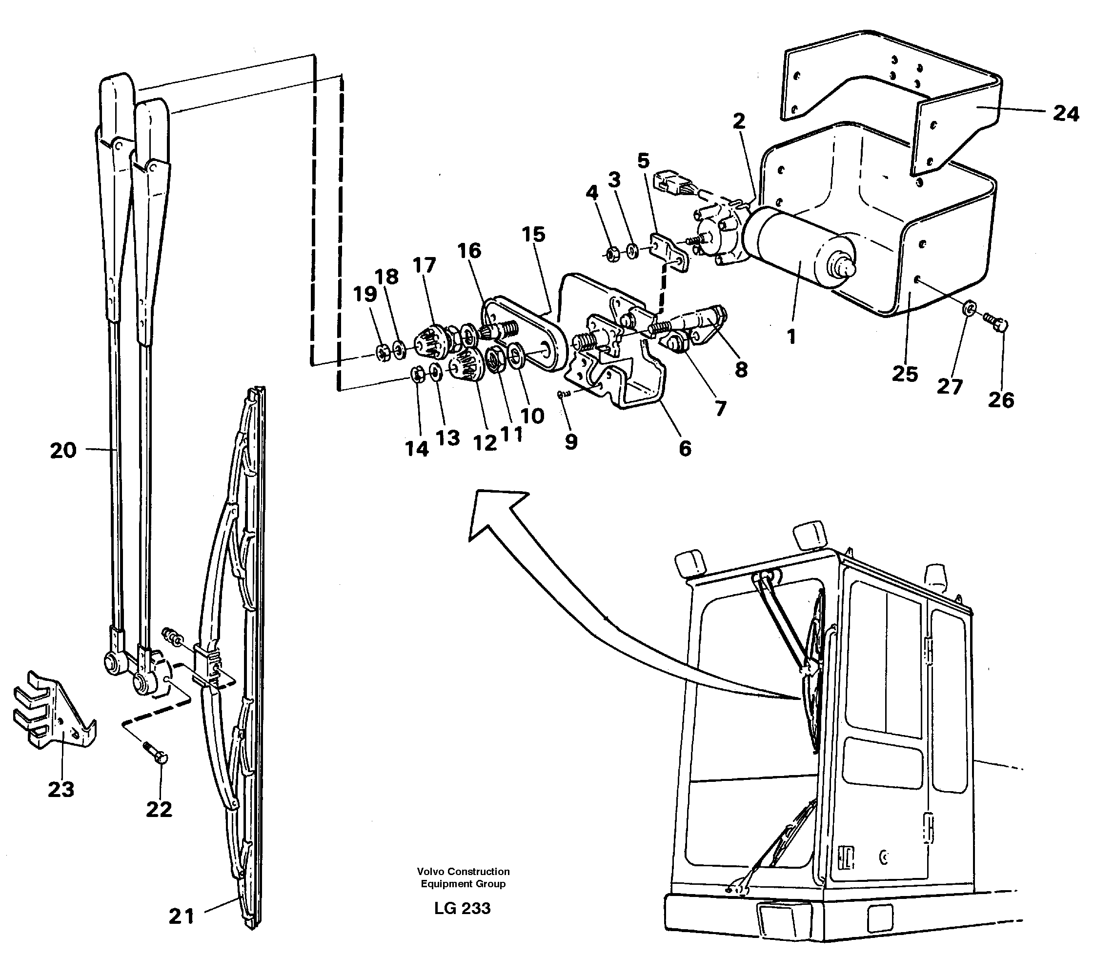 Windscreen wiper, upper — volvo parts diagram