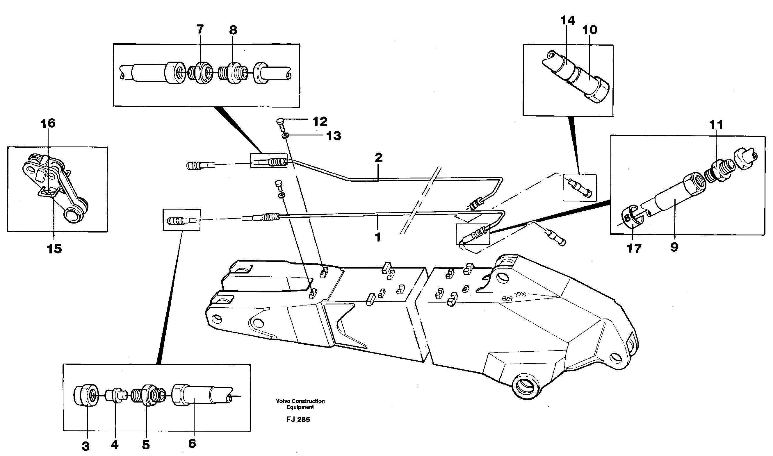 Hydr. quick fit equipm. on dipper arm — volvo parts diagram