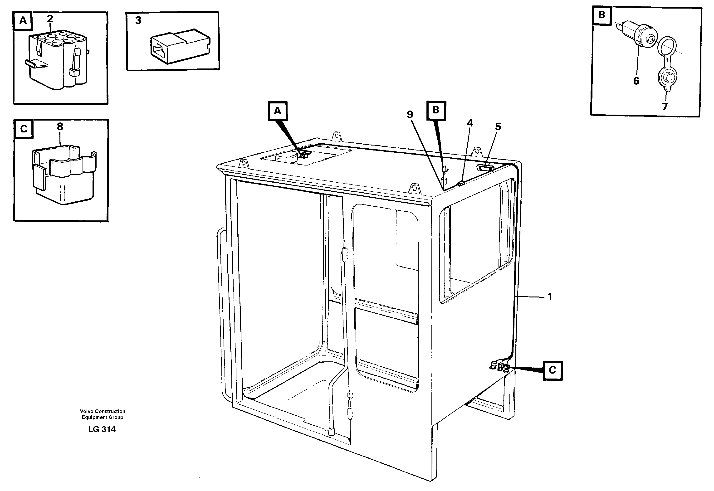 Cable harnesses, cab — volvo parts diagram