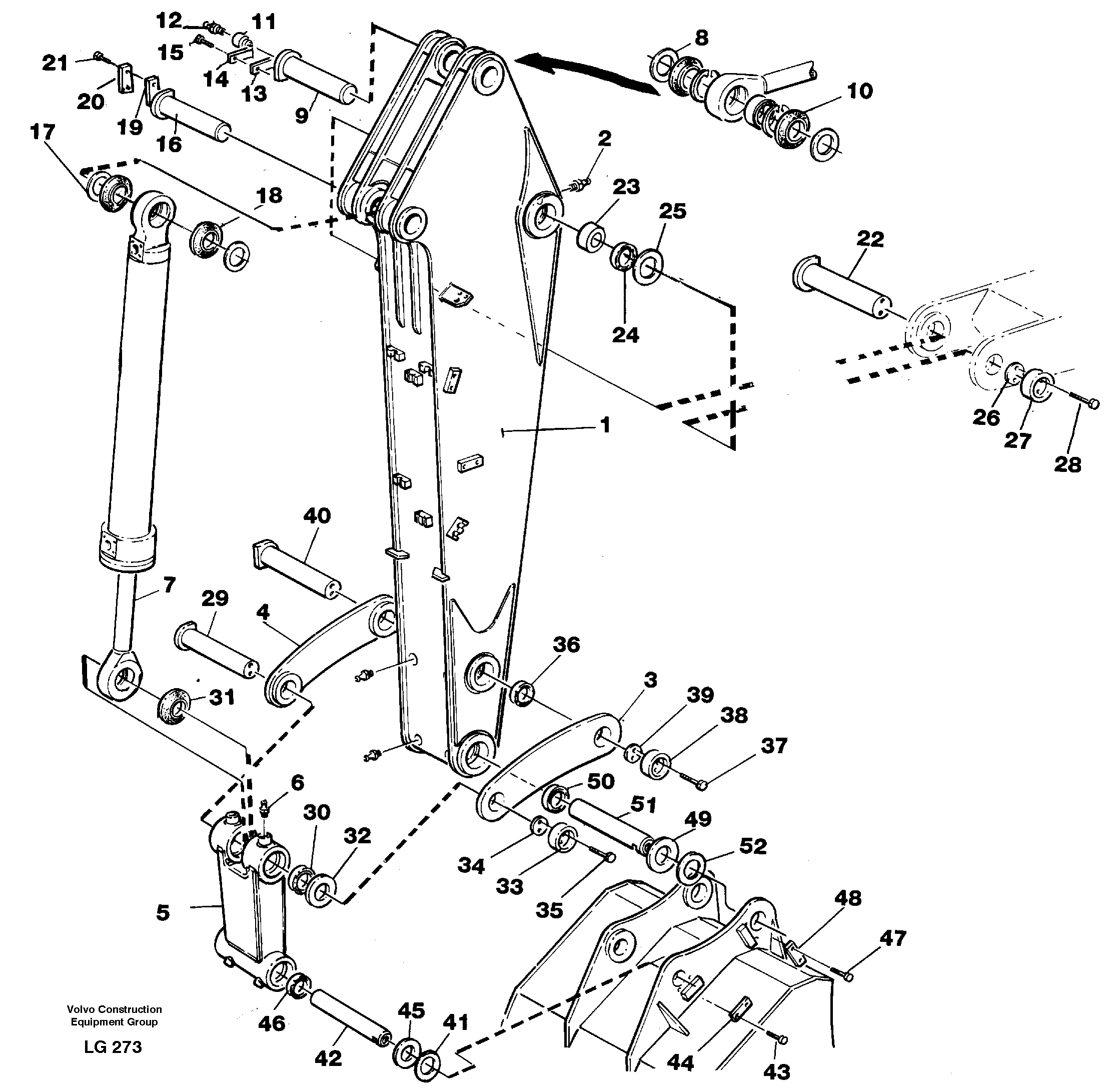 Backhoe dipper arm 2.8m  14255879 — volvo parts diagram