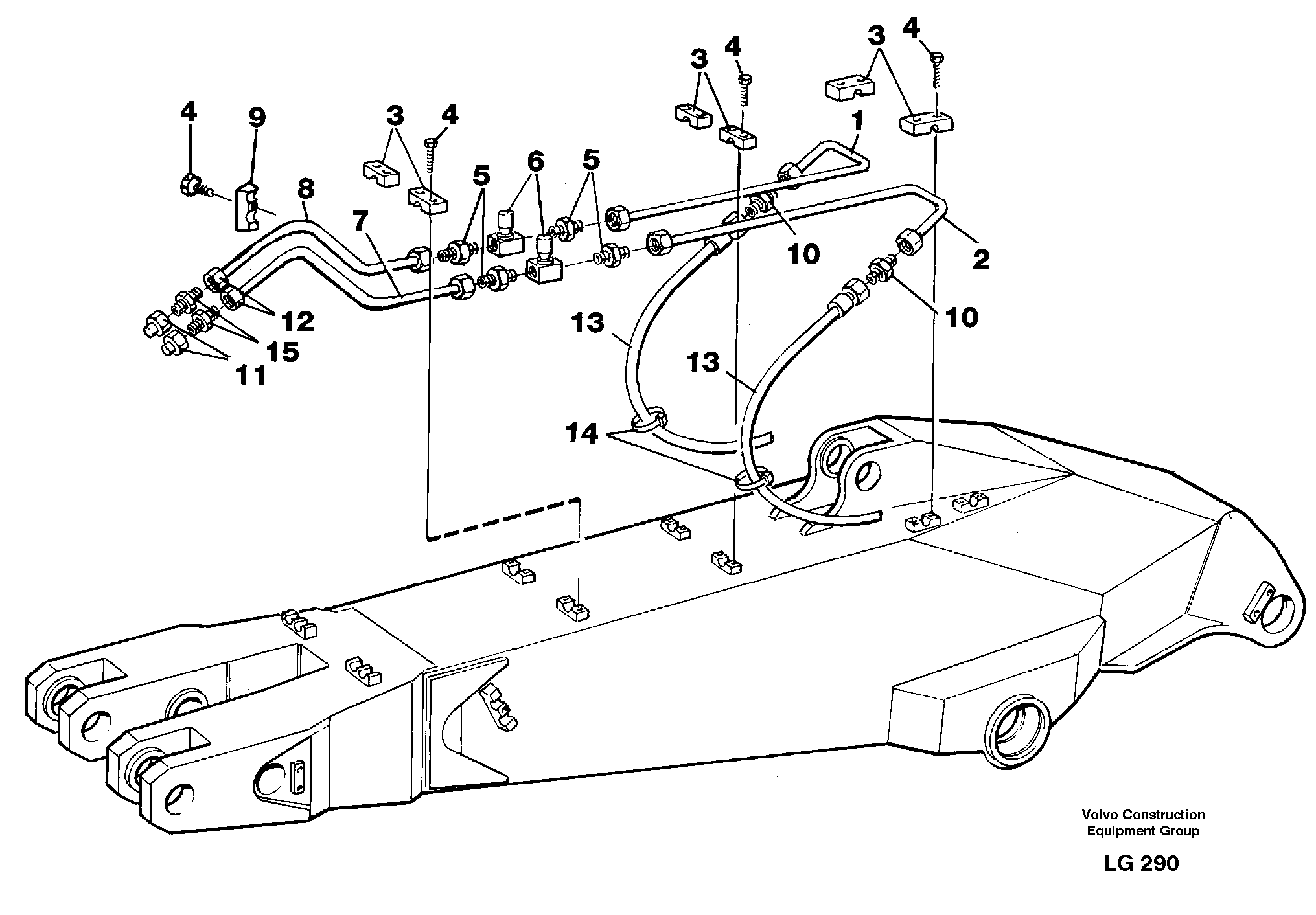 Slope bucket equipment ondipper 2.0 m, 2.4 m, 2,8 m. On rightside. — volvo parts diagram