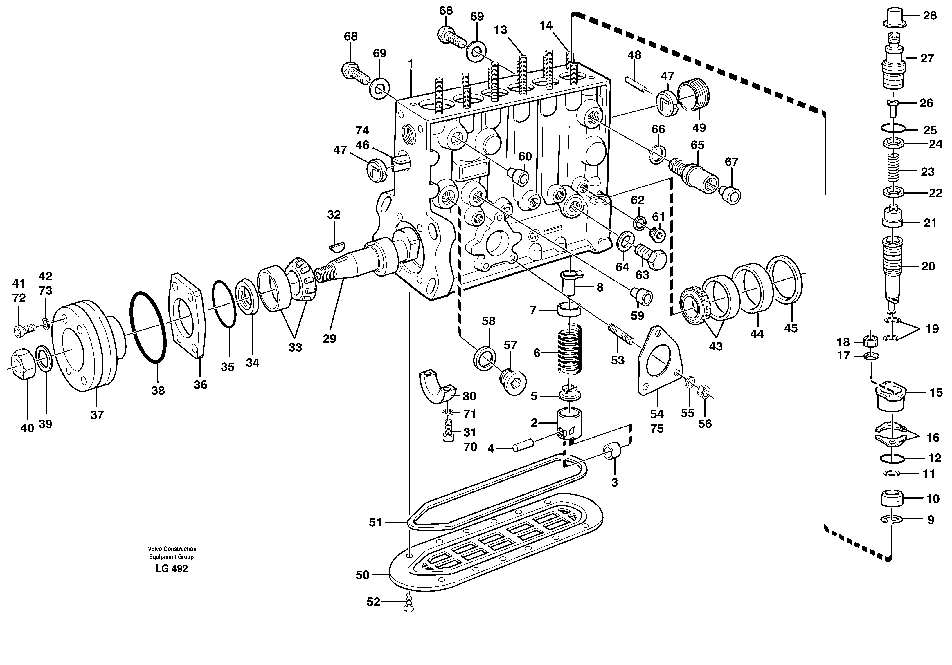 Injection pump with drive — volvo parts diagram