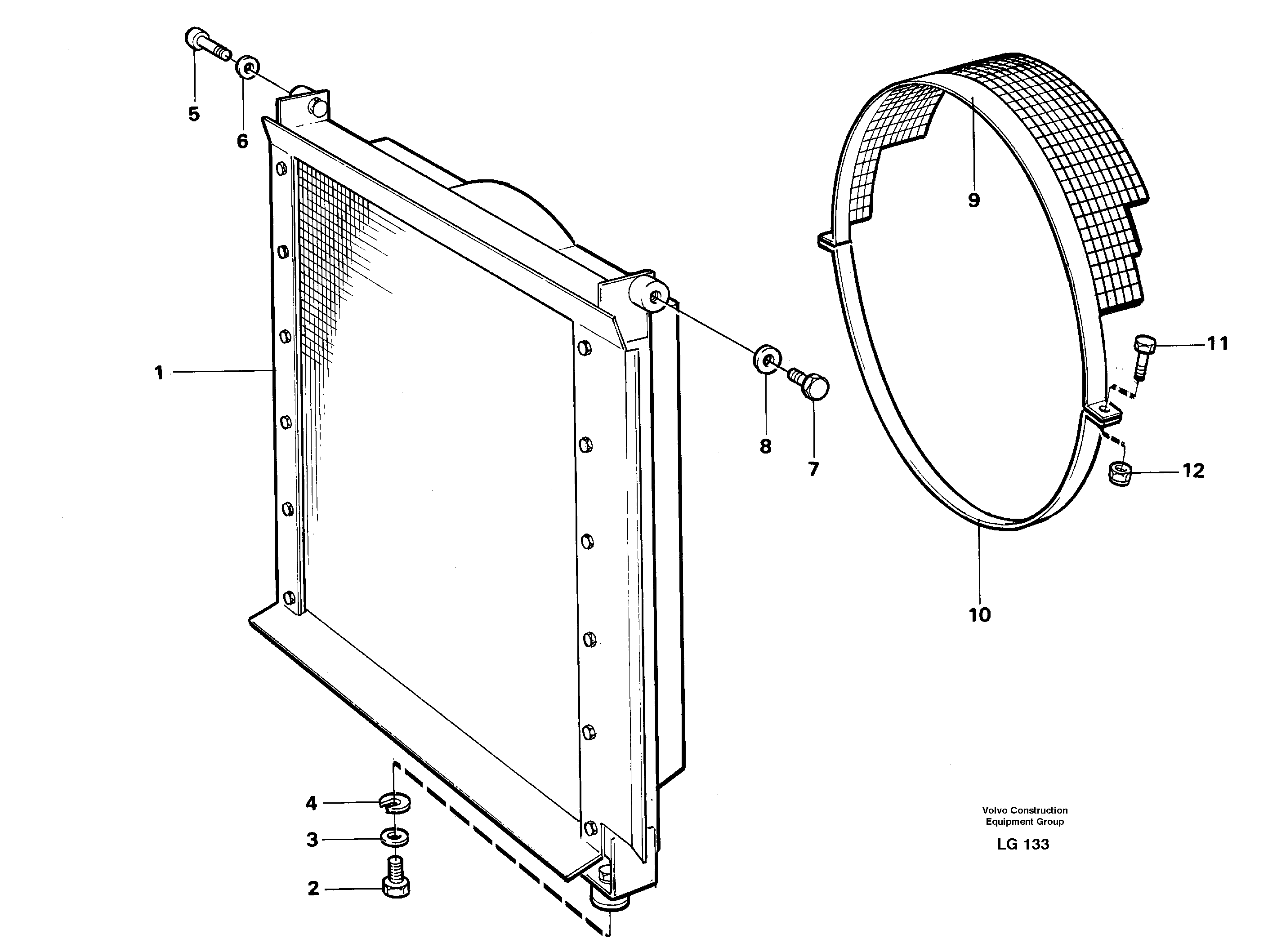 Radiator with fitting parts — volvo parts diagram