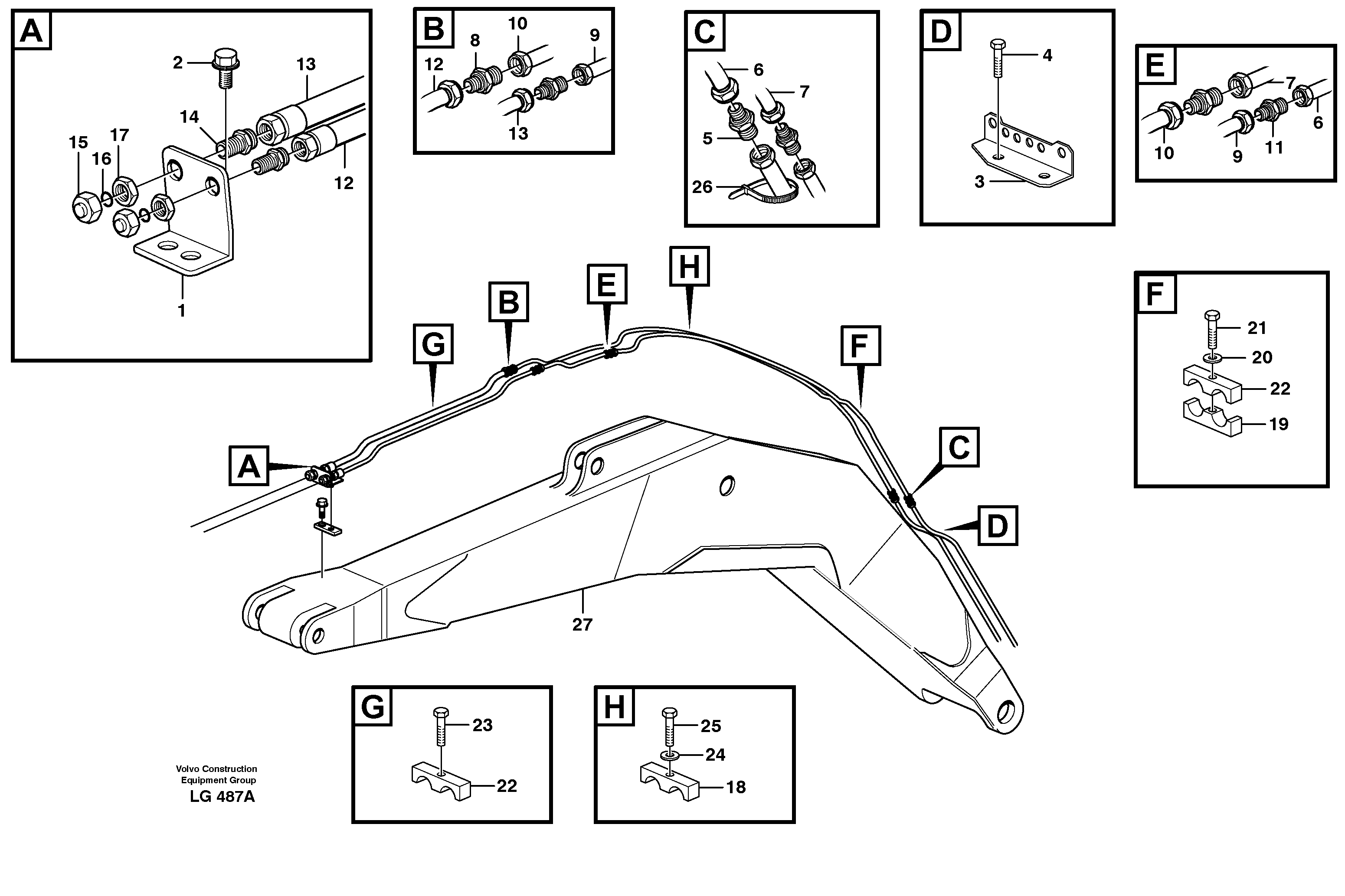 Grab equipm on boom 4.65 m/5,20 m,switch valve — volvo parts diagram