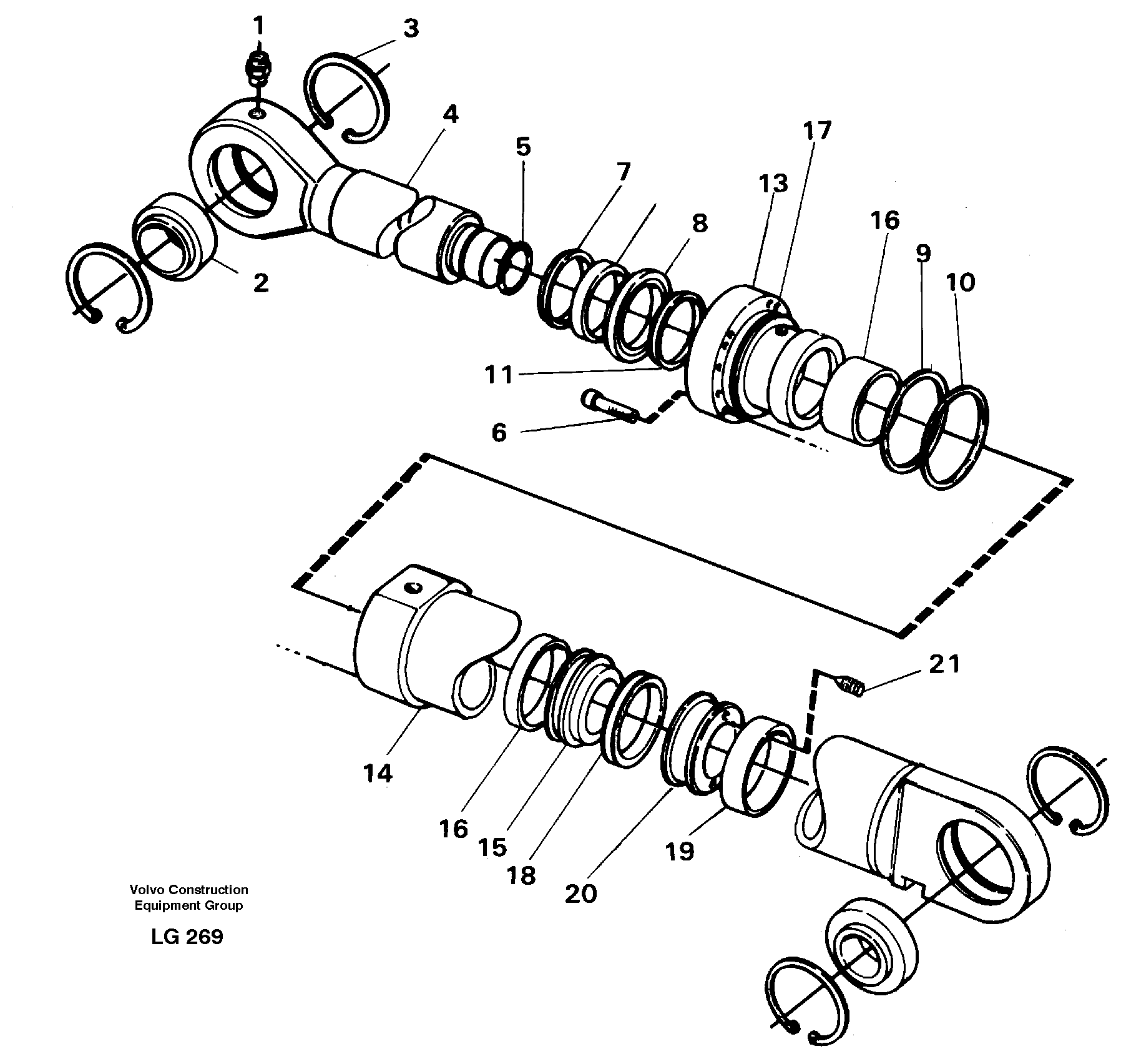 Boom cylinder, adjustable boom  14257308 — volvo parts diagram