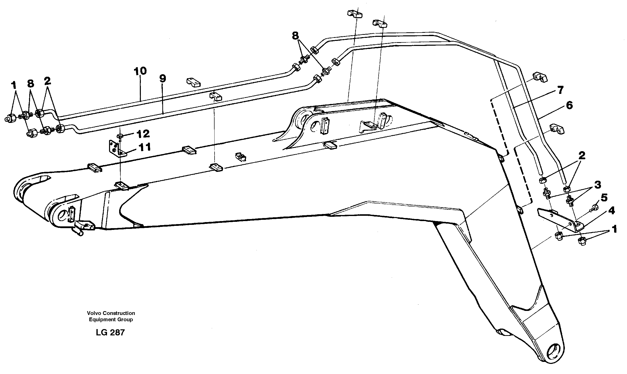 Slope bucket and grab equipment on boom, 4,65 mresp. 5.20 m — volvo parts diagram