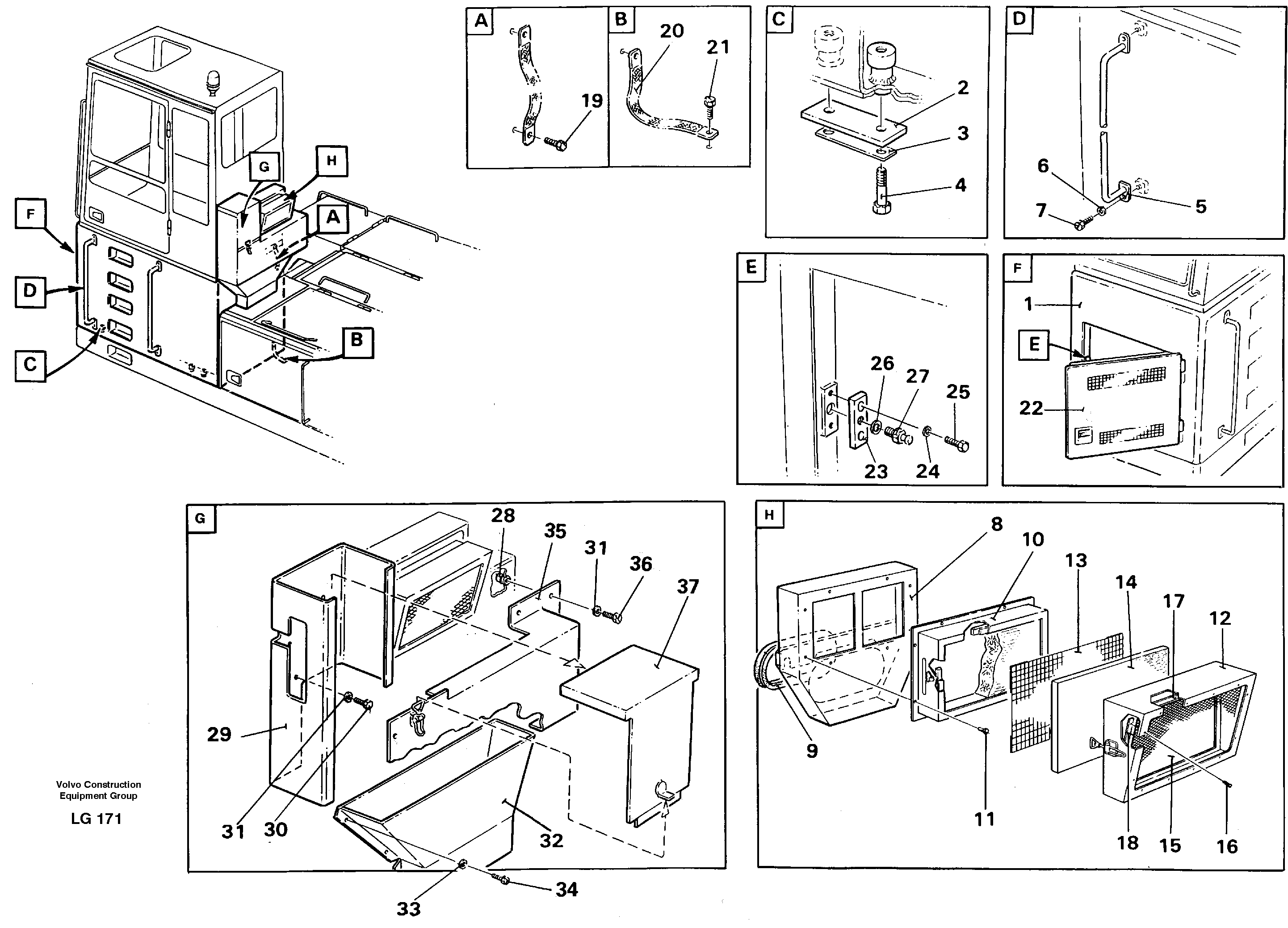 Cab elevation on superstructure, 1220 mm — volvo parts diagram