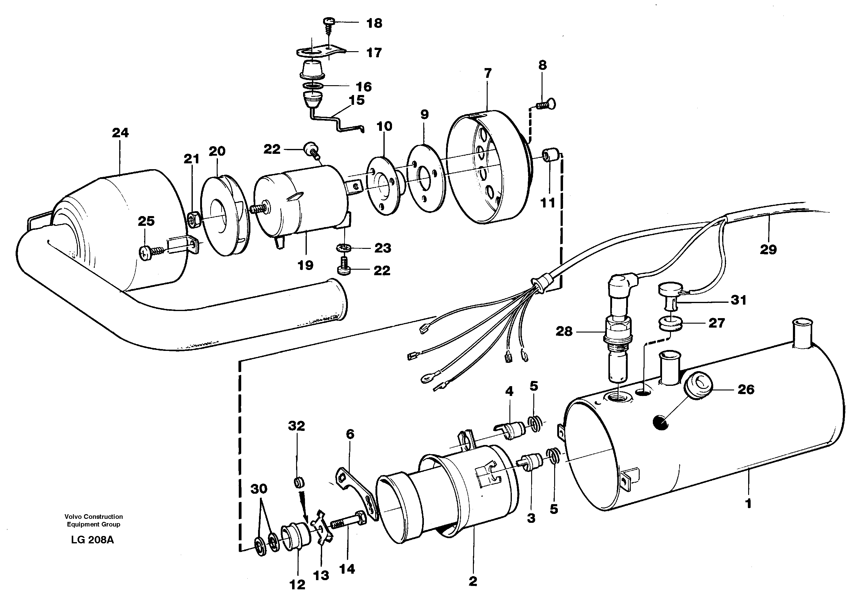 Heater, diesel  SER NO 2317- ,14264206 — volvo parts diagram