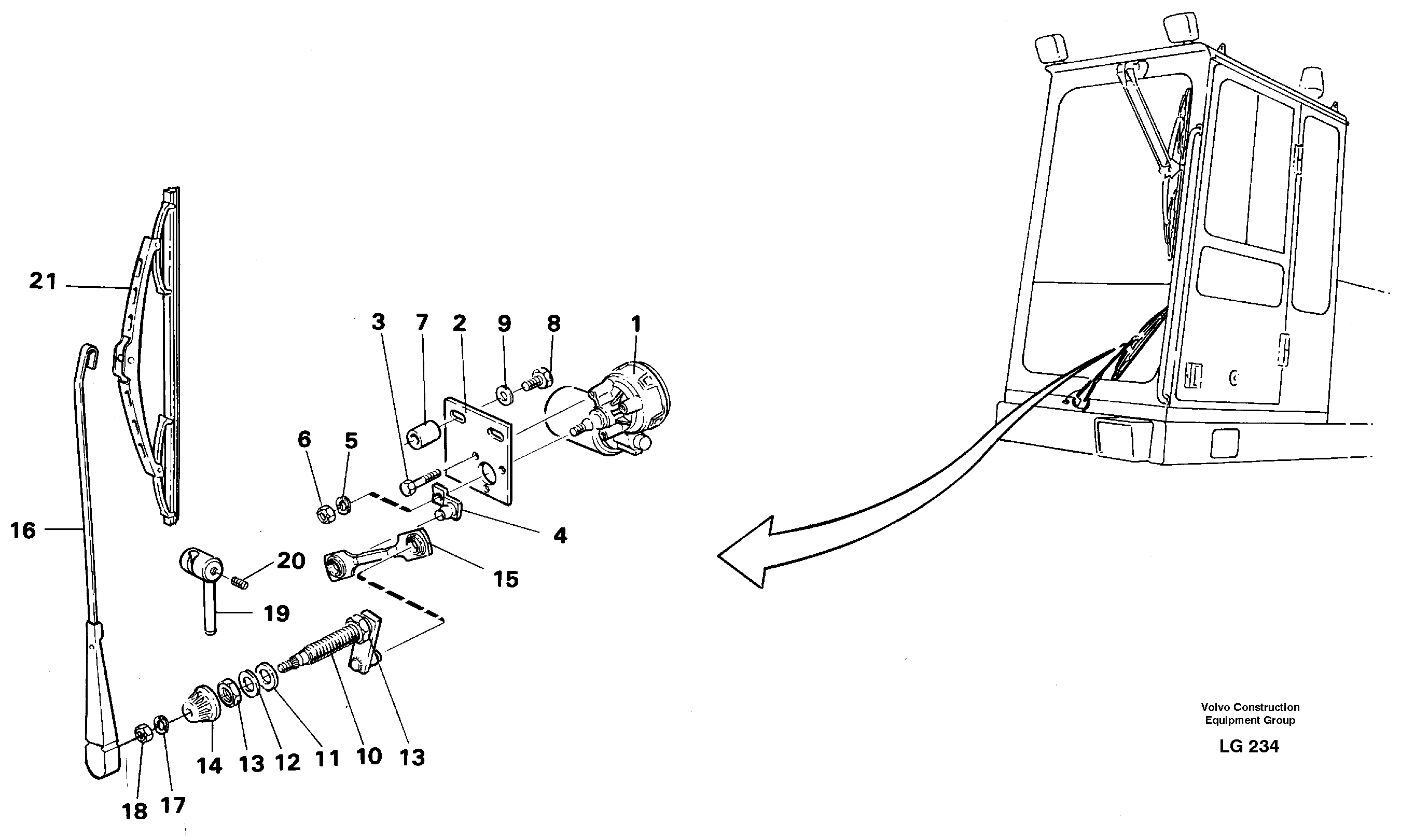 Windscreen wiper, lower — volvo parts diagram
