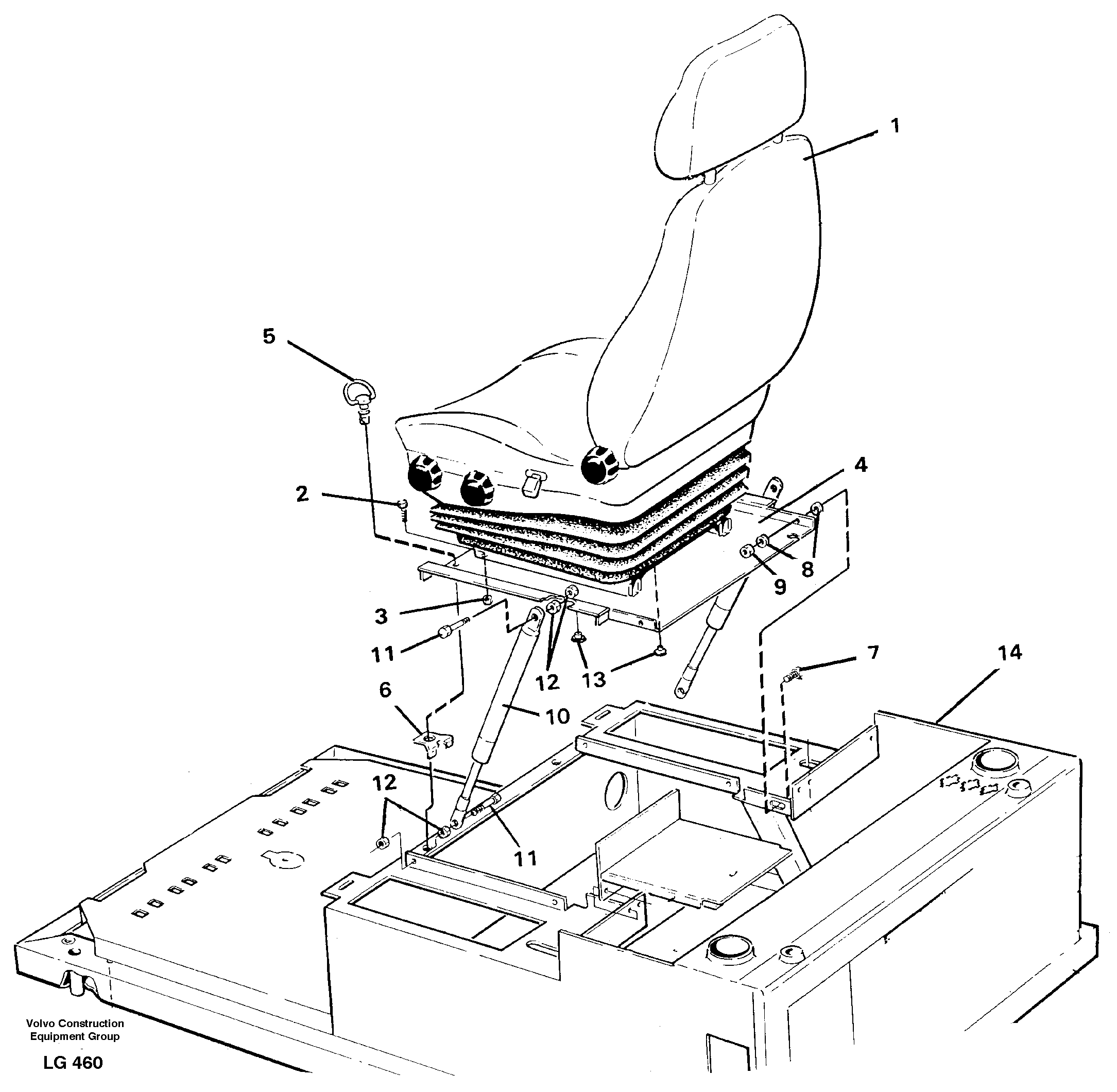 Operator seat with fitting parts  SER NO 2331- — volvo parts diagram