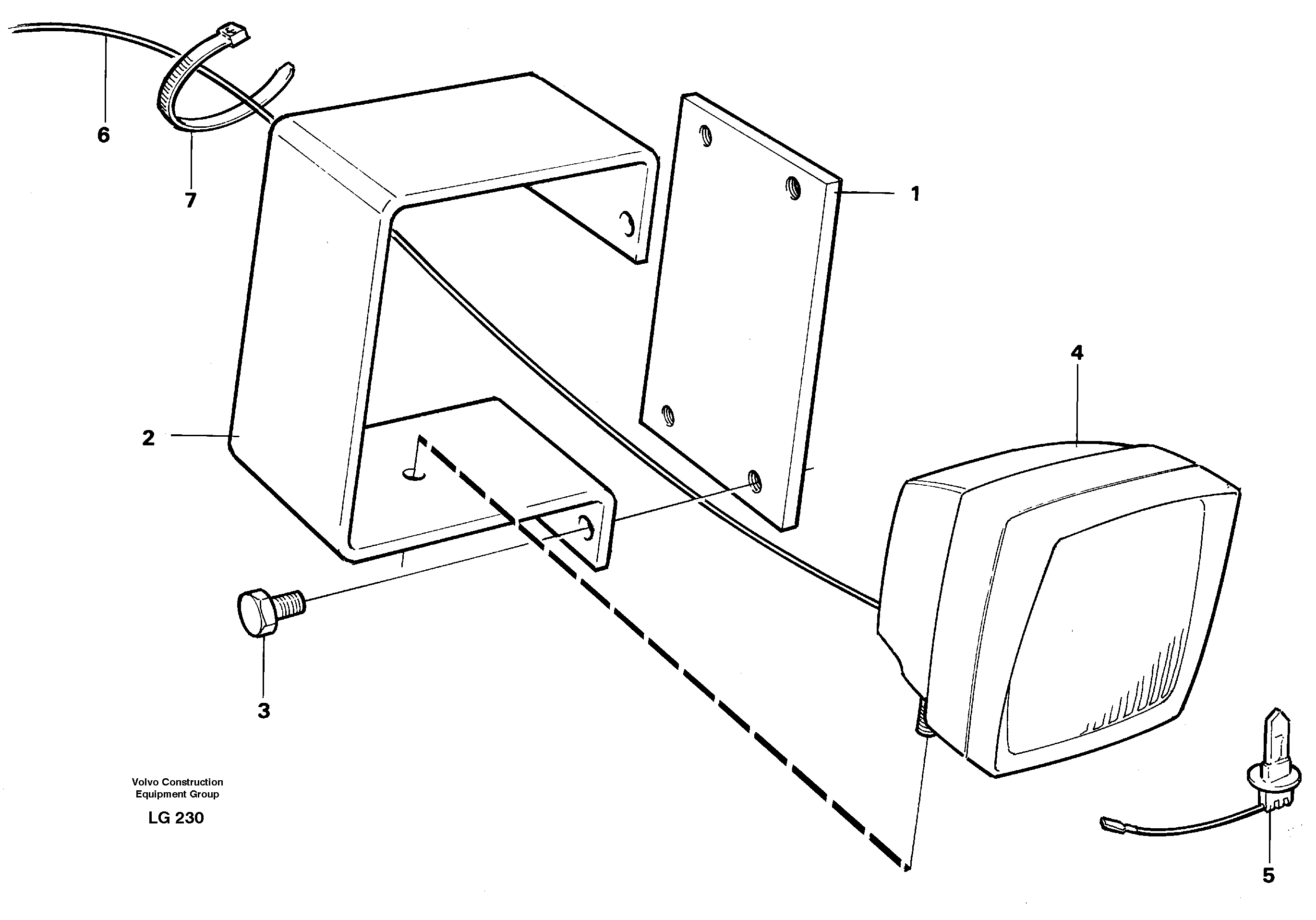 Working lamp on boom — volvo parts diagram