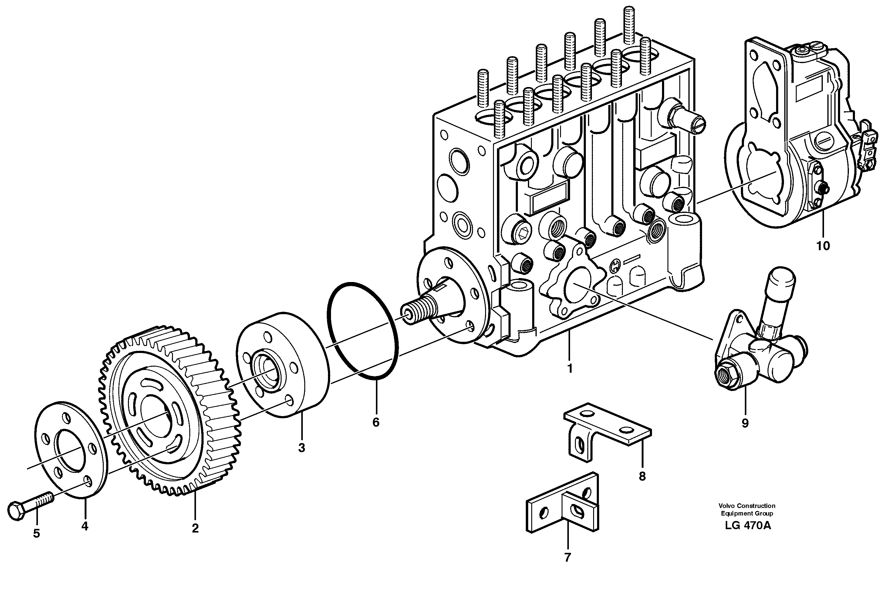 Injection pump with drive — volvo parts diagram