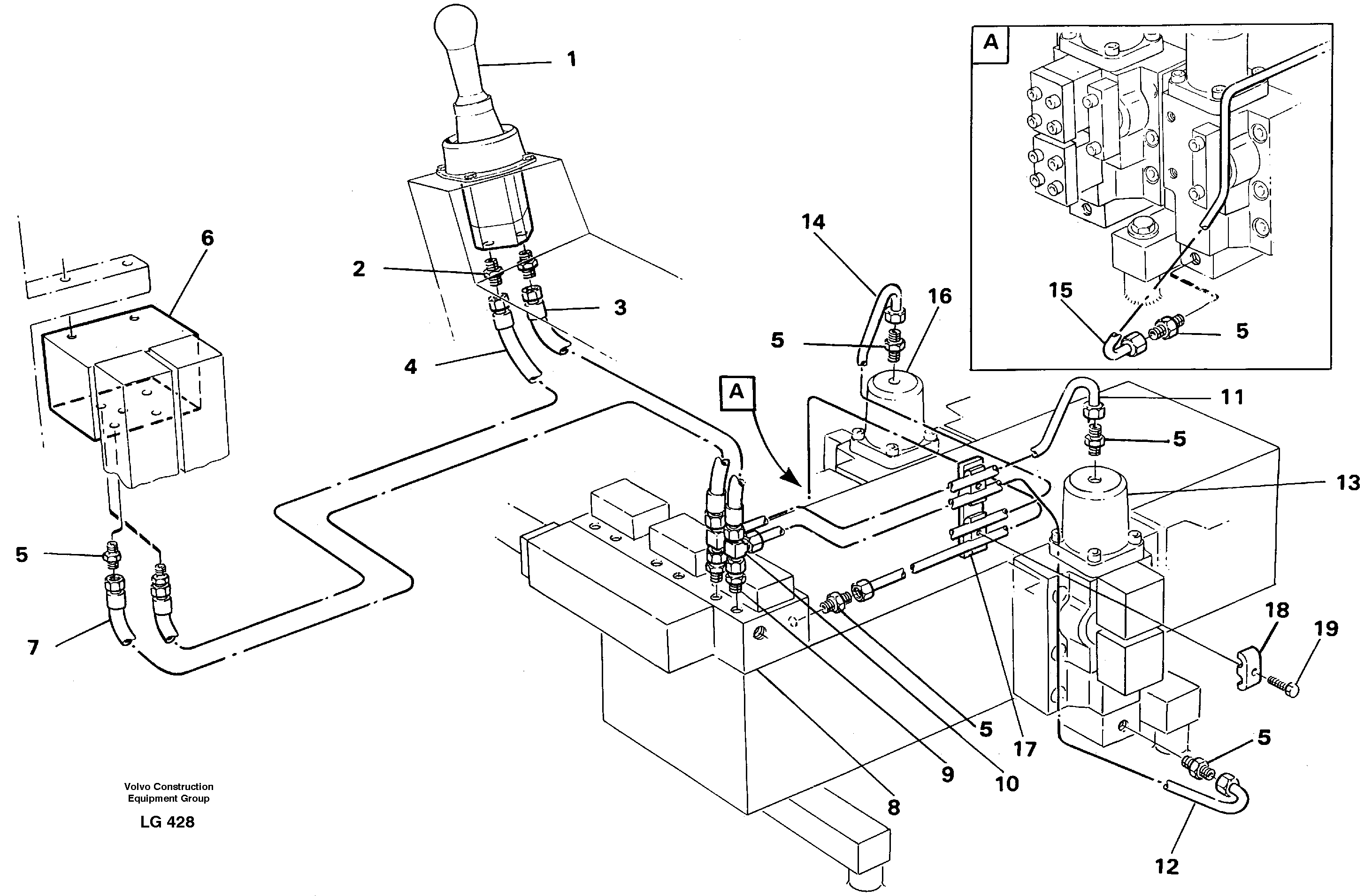 Servo hydraulics, dipper arm — volvo parts diagram
